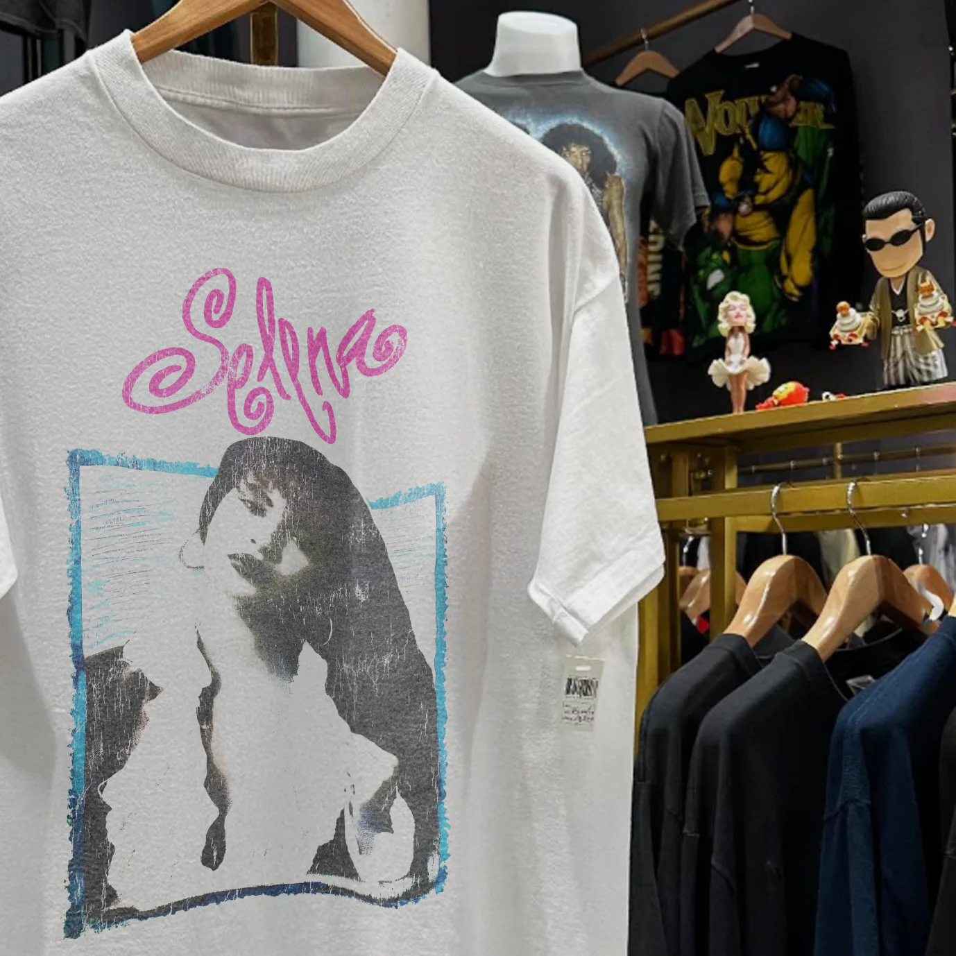 90S Selena Rare Washed White T-Shirt - Image 2