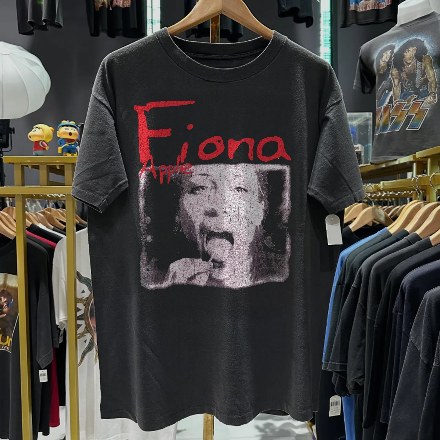 90S Sucker’s Prayer 'Fiona Apple' Rare Washed Black T-Shirt - Image 2