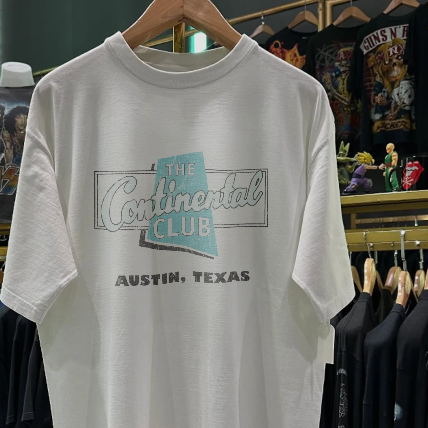90S The Continental Club Austin Texas Rare Washed White T-Shirt - Image 2