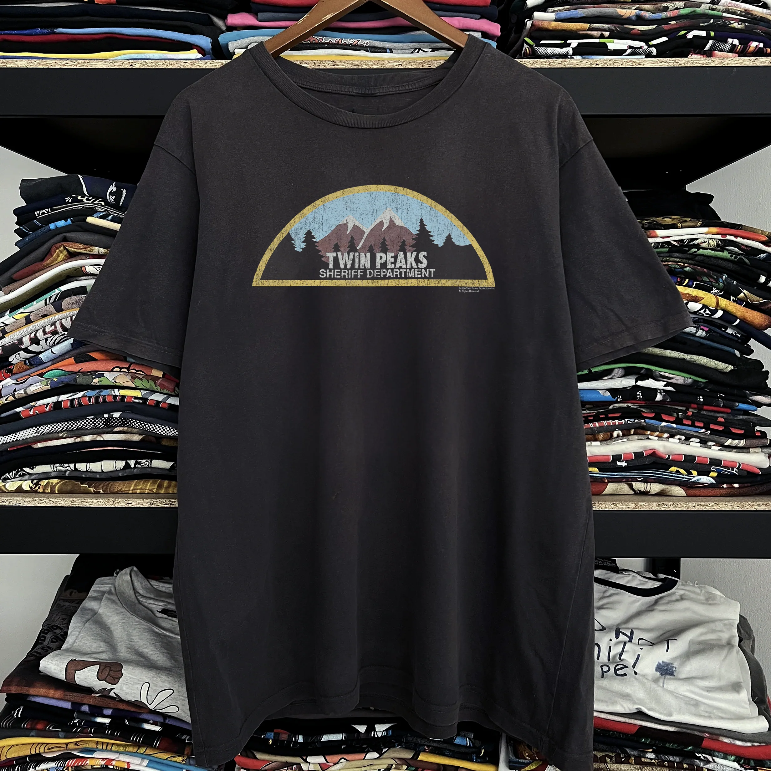 90s Twin Peaks Sheriff Department Washed Black Tee