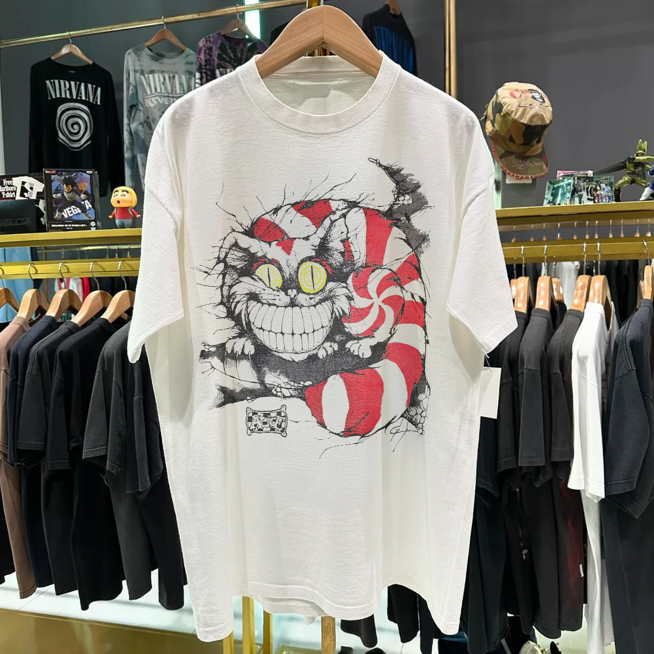 90's 'Were All Mad Here' Rare Washed White T-Shirt