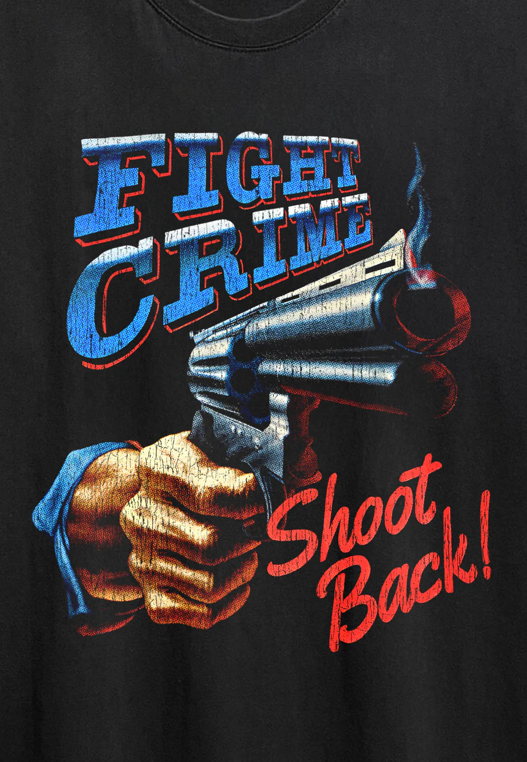 94 Fight Crime Shoot Back Washed Black Tee - Image 2