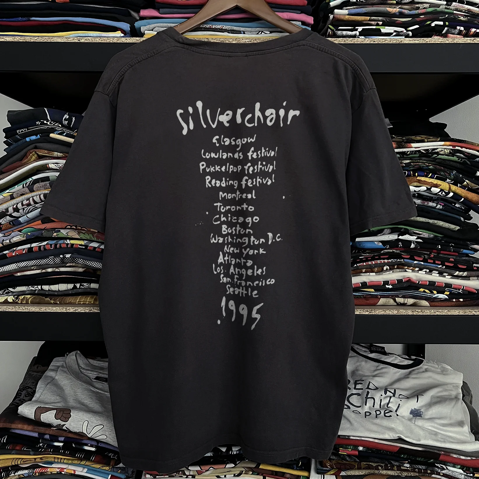 95 Silver Chair Pig Face Tour Tee Washed Black Tee - Image 2