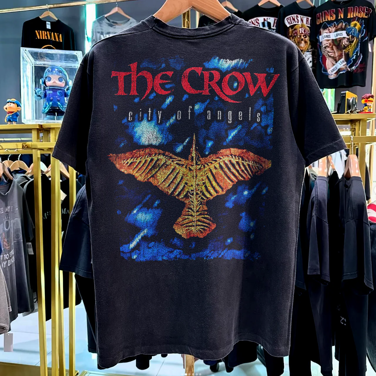 96 The Crow City Of Angels Rare Vintage Washed Black T-Shirt