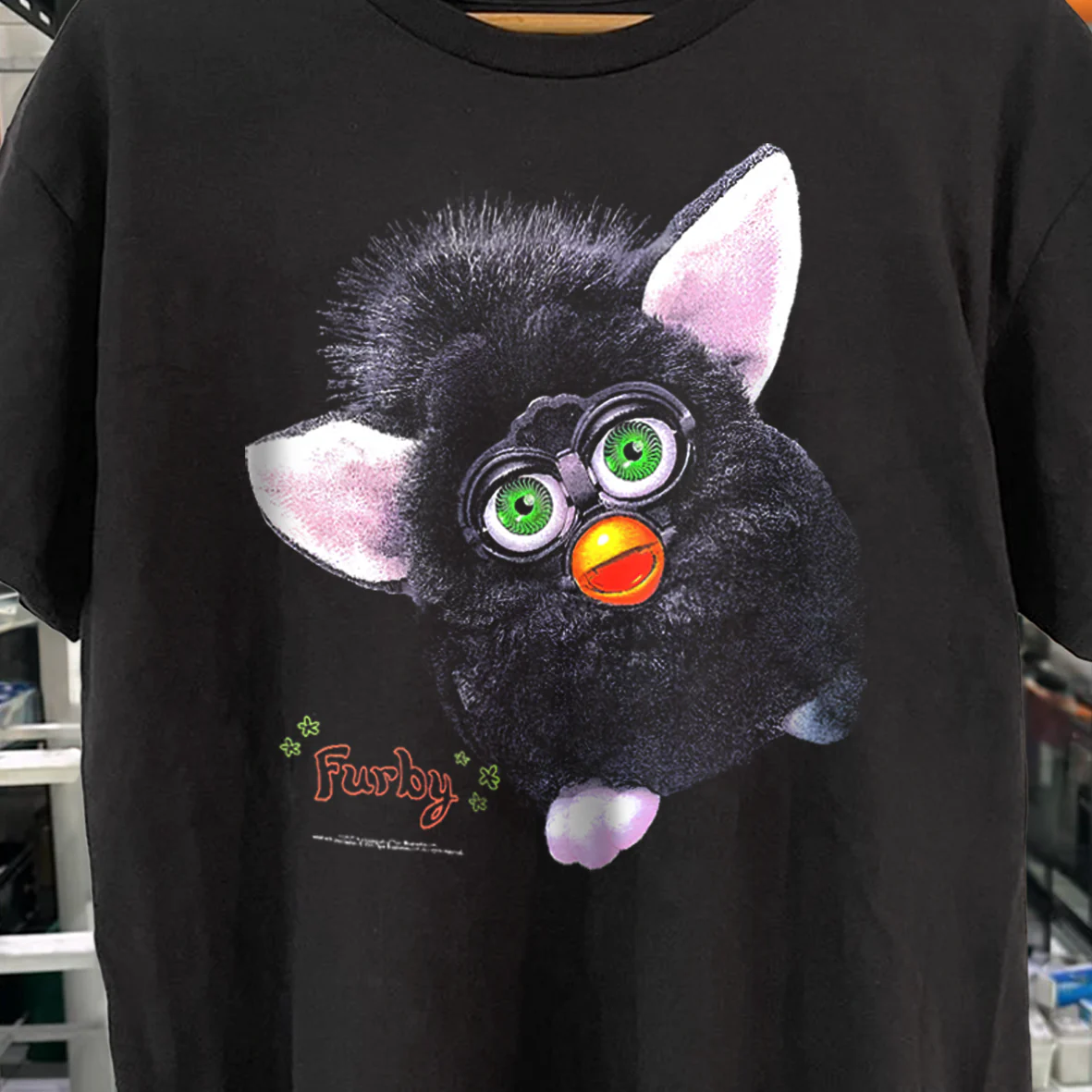 99' Furby Promo Vintage Washed Black T-Shirt - Image 2