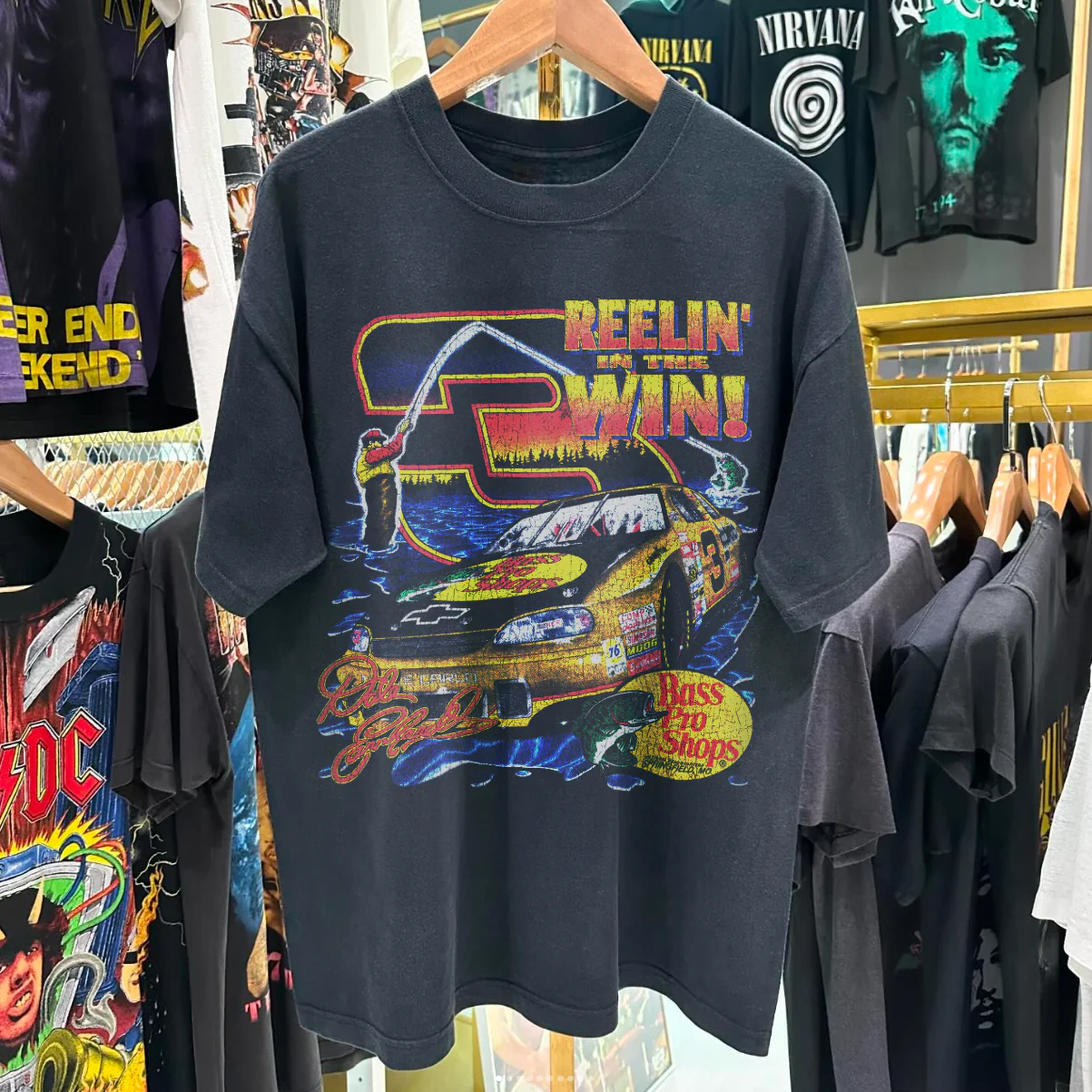 Bass Pro Shops - Reelin' In The Win - Vintage Black Washed T-Shirt - Image 2
