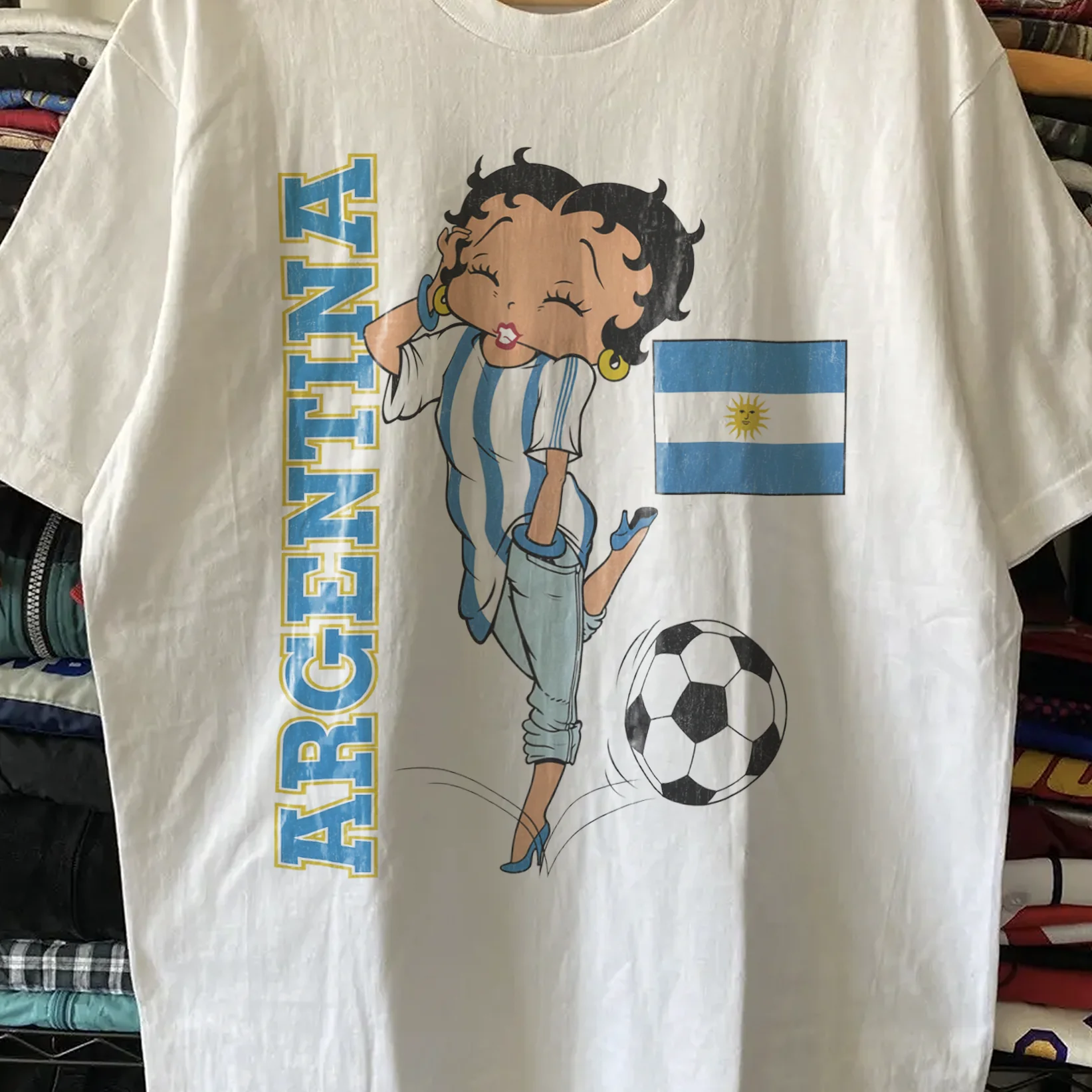 Betty Boop Argentina Washed White Tee - Image 2