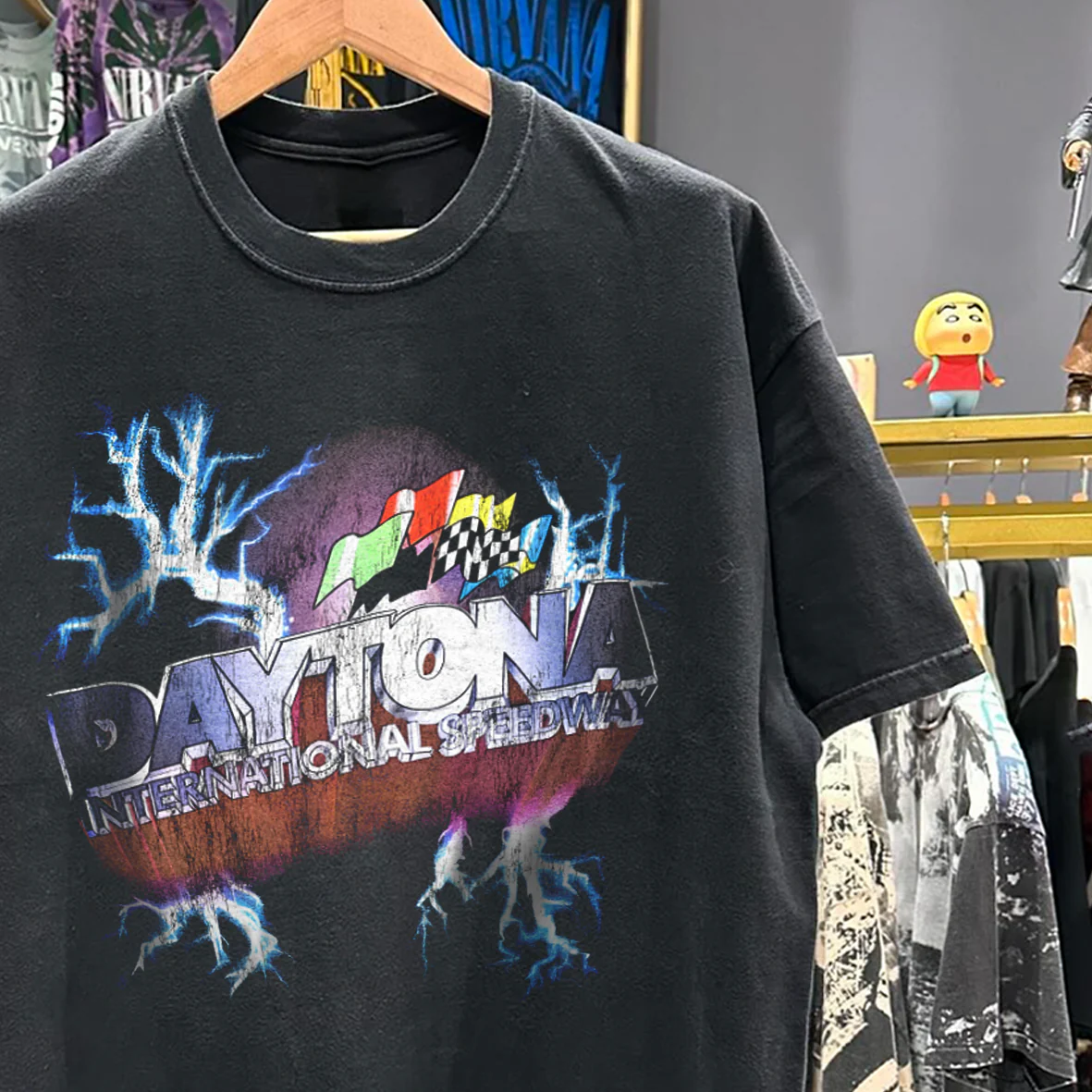 Daytona Int. Speedway Vintage Washed Black T-Shirt - Image 2