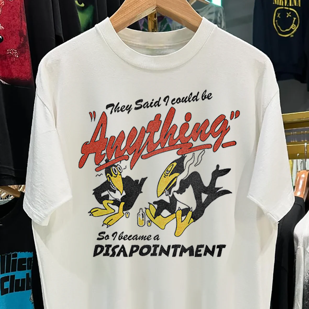 Disappointment - Heckle & Jeckle Vintage Washed White T-Shirt - Image 2