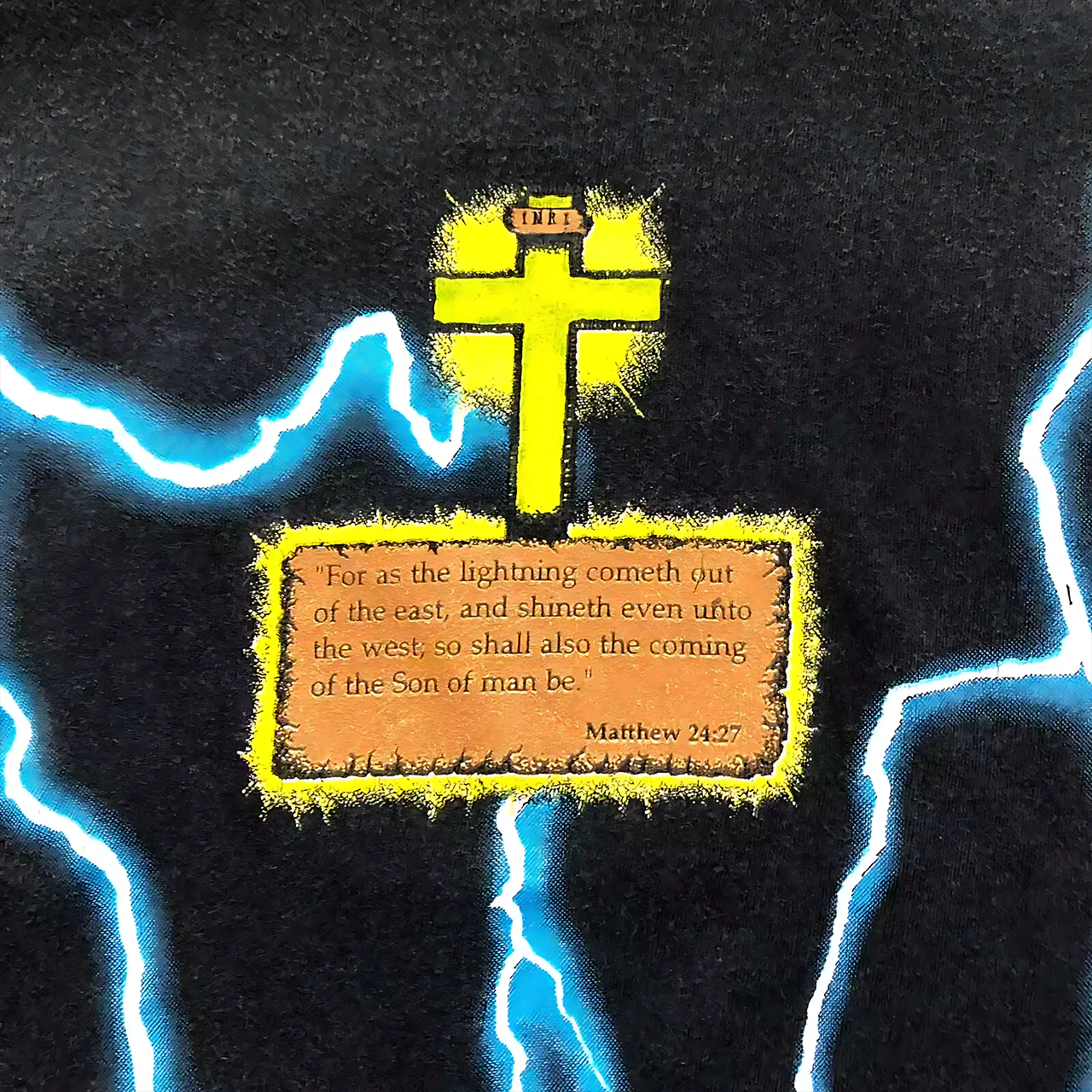 Divine Lightning: Matthew 24:27 Vintage Washed Black T-Shirt - Image 3