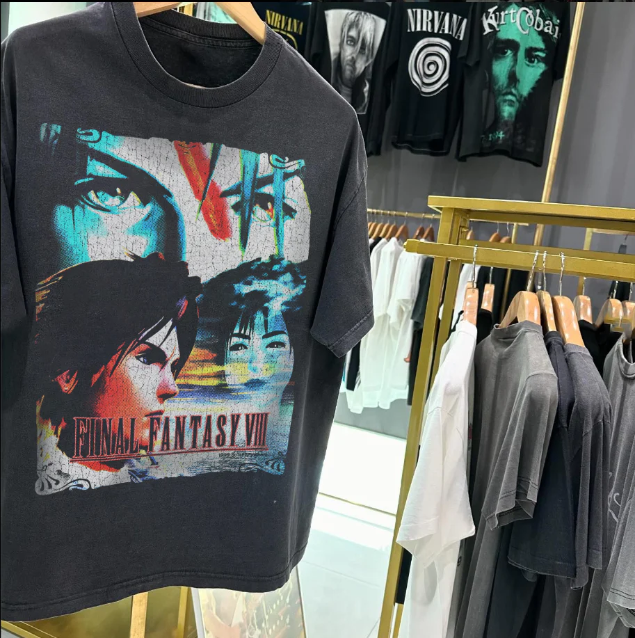 Final Fantacy 8 '1999 Rare Promo Vintage Washed Black T-Shirt - Image 2
