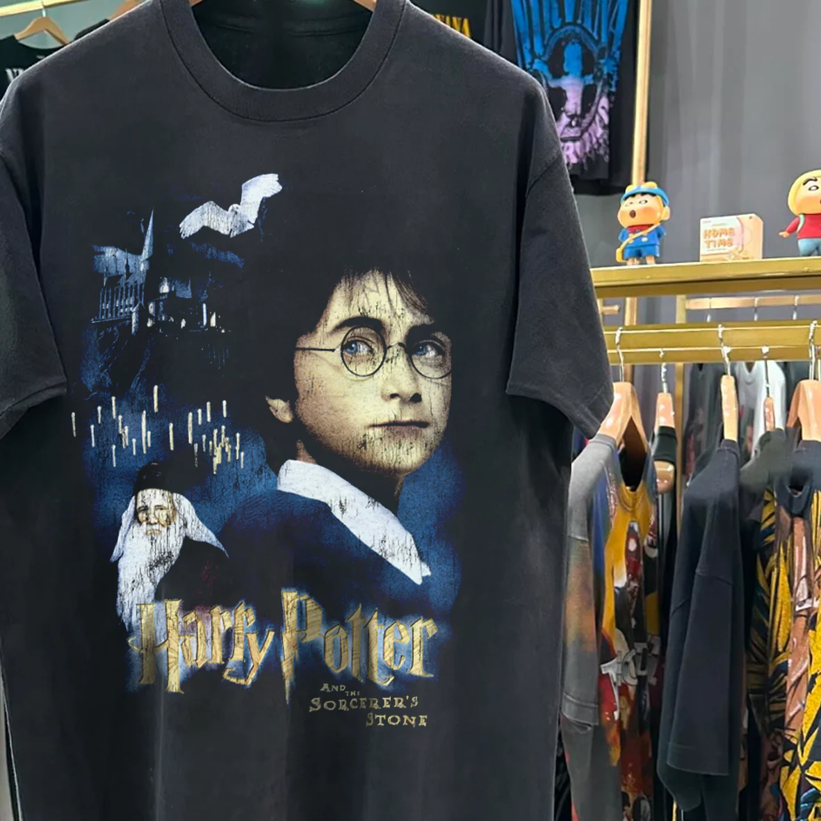 Harry Potter Sourcerers Stone Vintage Washed Black T-Shirt - Image 2
