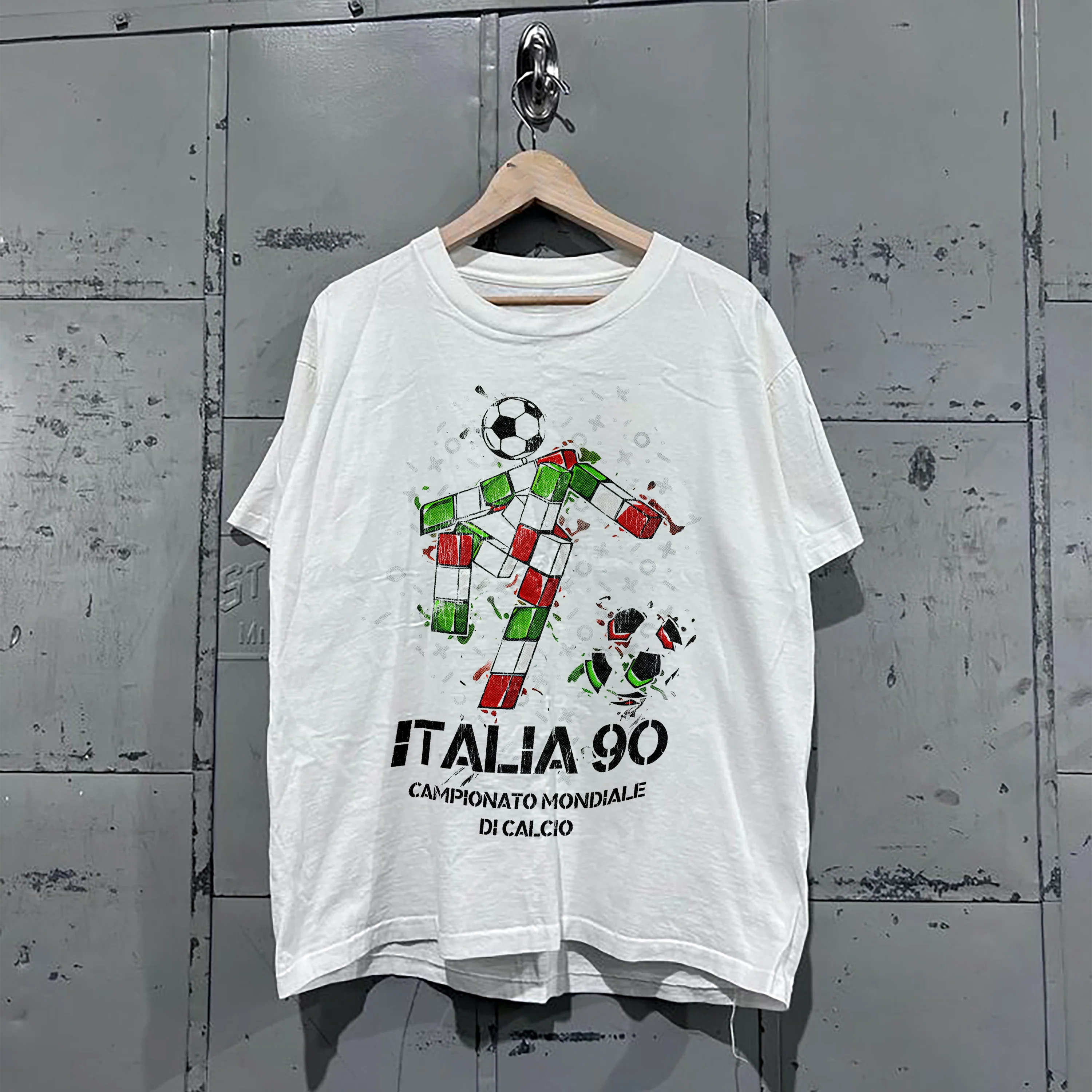 Italia 1990 Worldcup Promo Vintage Washed White Tshirt