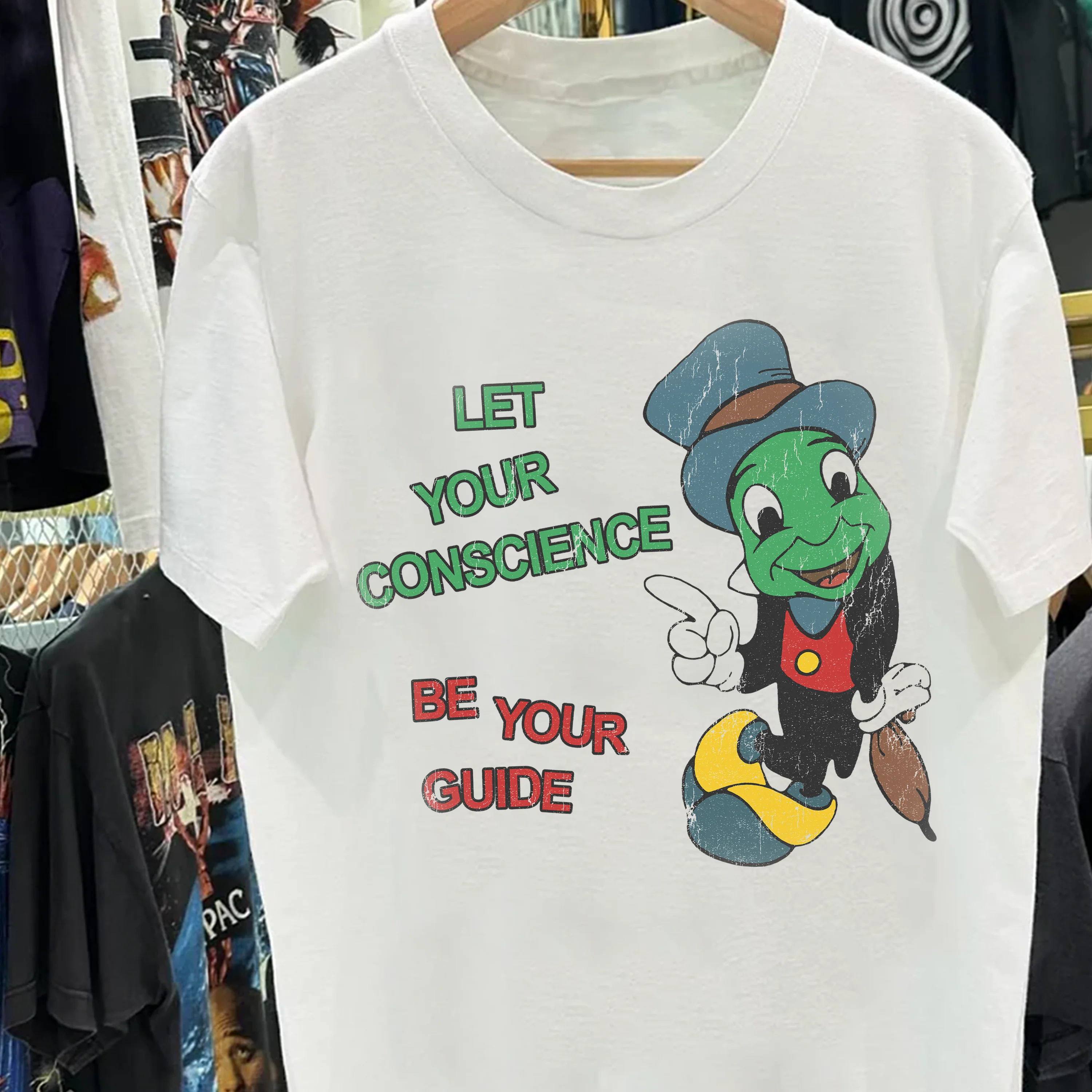 Let Your Conscience Be Your Guide Heavyweight White T-shirt - Image 2