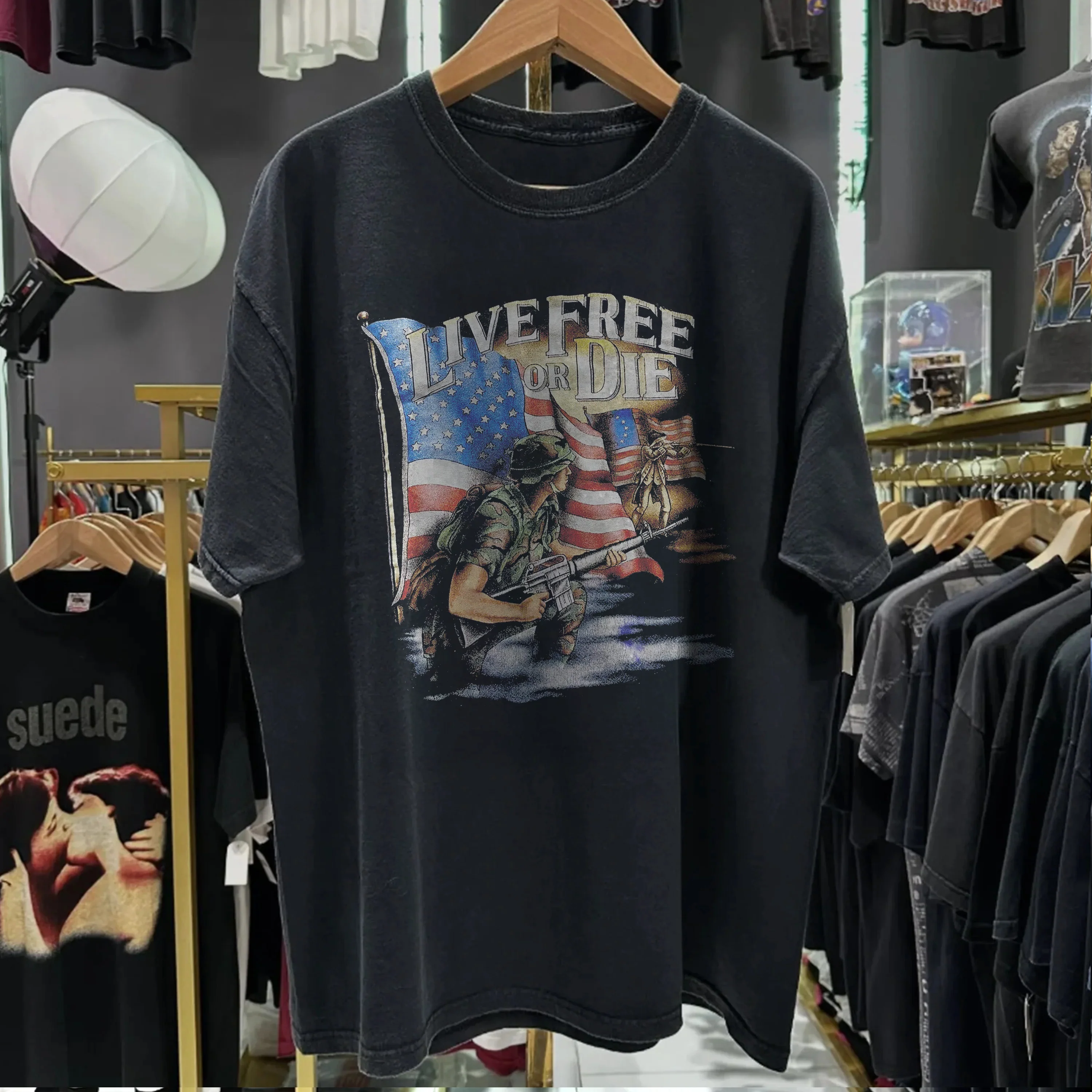 Live Free or Die Washed Black Tee