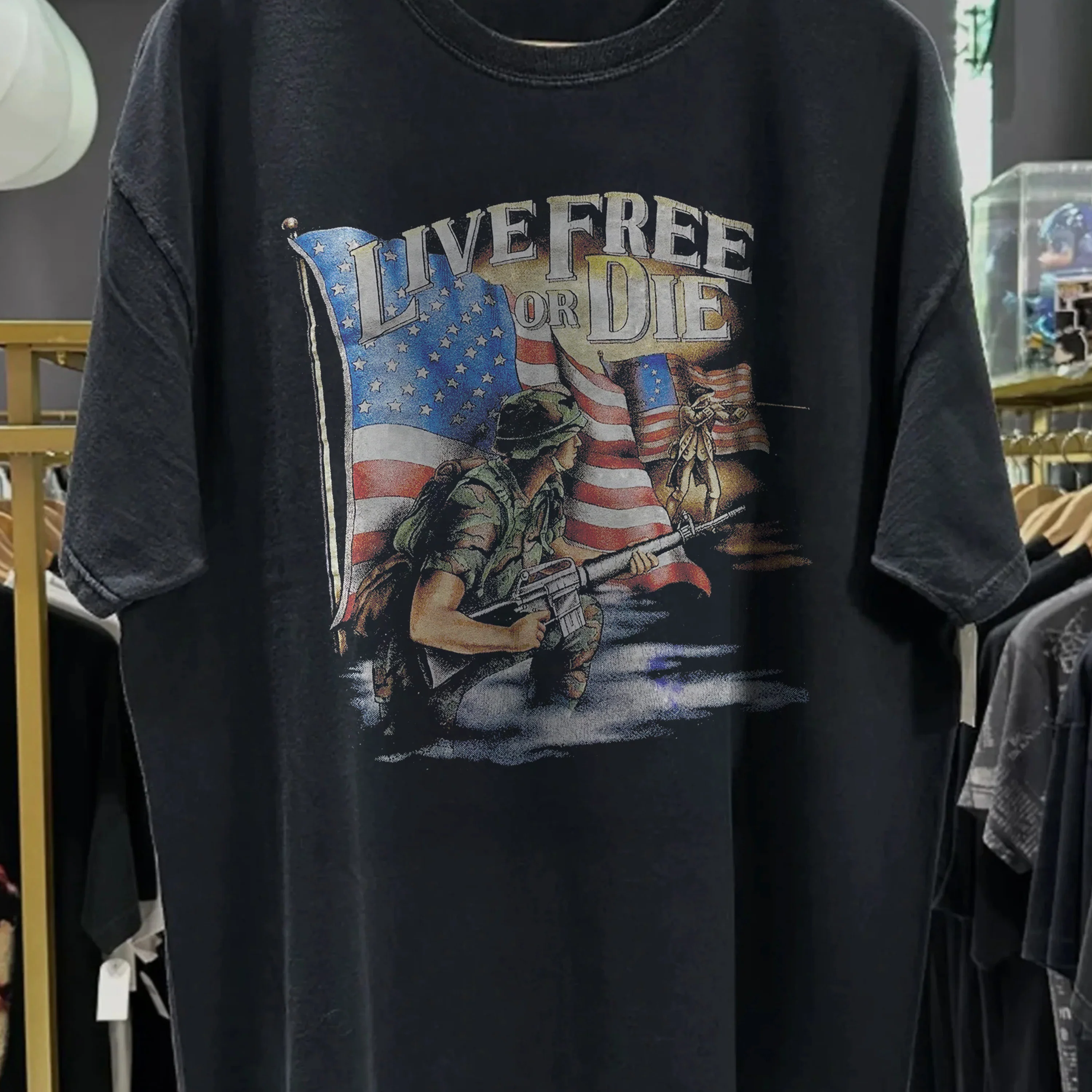 Live Free or Die Washed Black Tee - Image 2