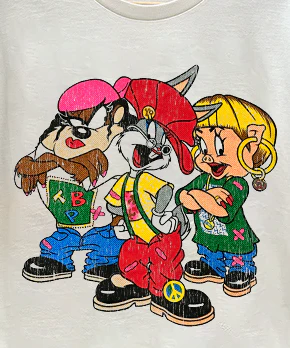 Looney Toons x TLC Washed White Tee - Image 2