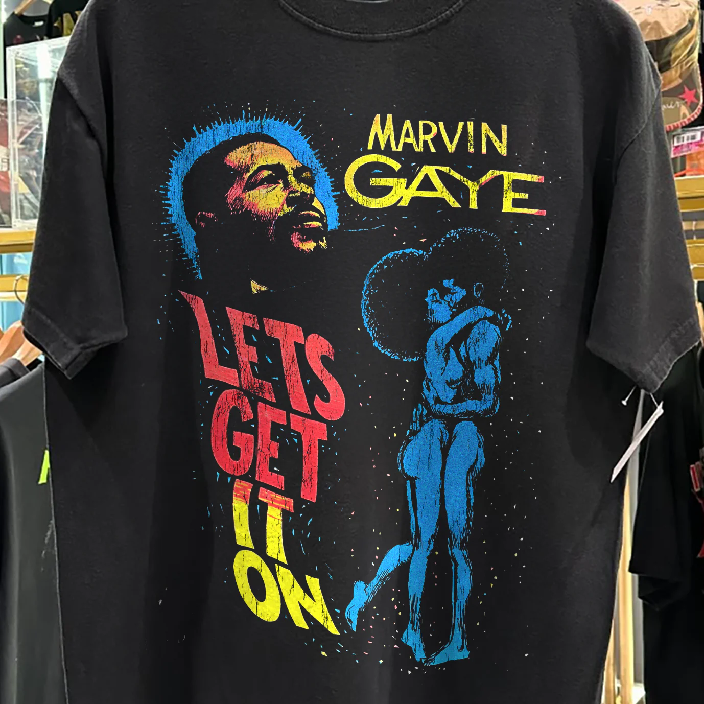 Marvin Gaye - Lets Get It On Rare Washed Black T-Shirt - Image 2