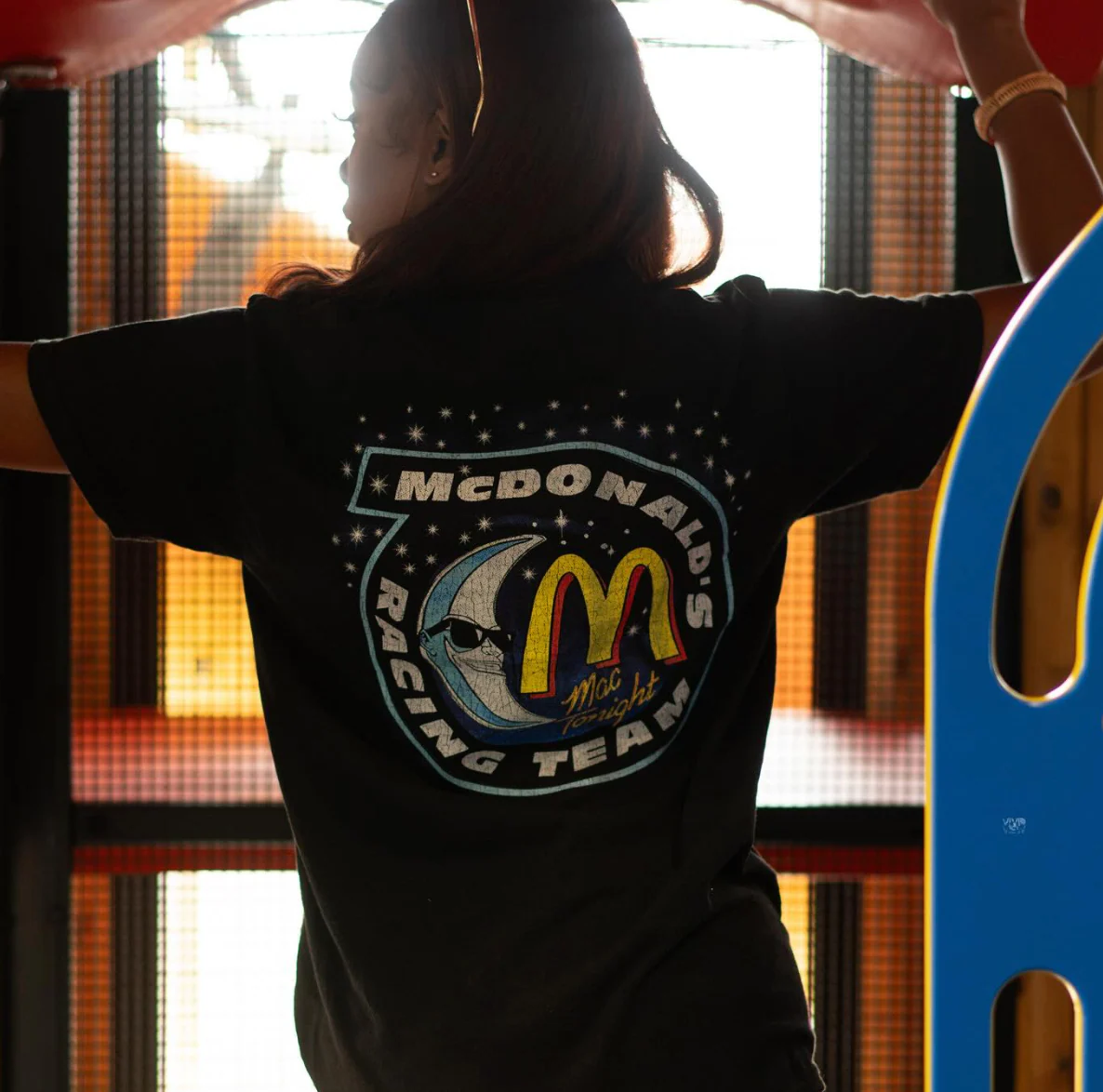 Mcdonald's Racing Thru The Stars - 80's-90's Rare Black Vintage Washed T-Shirt - Image 5