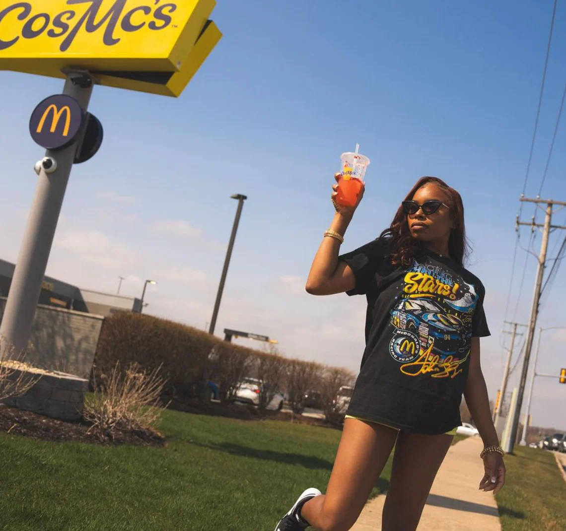 Mcdonald's Racing Thru The Stars - 80's-90's Rare Black Vintage Washed T-Shirt - Image 6