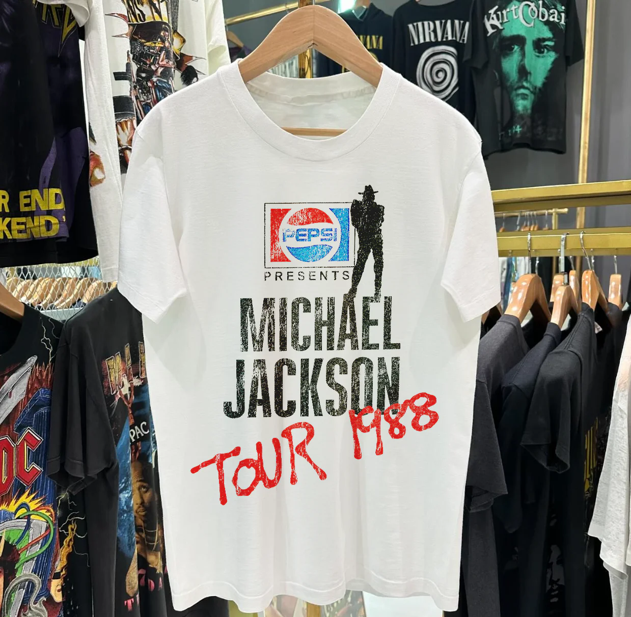 Michael Jackson 1988 Tour Washed White Tshirt - Image 2