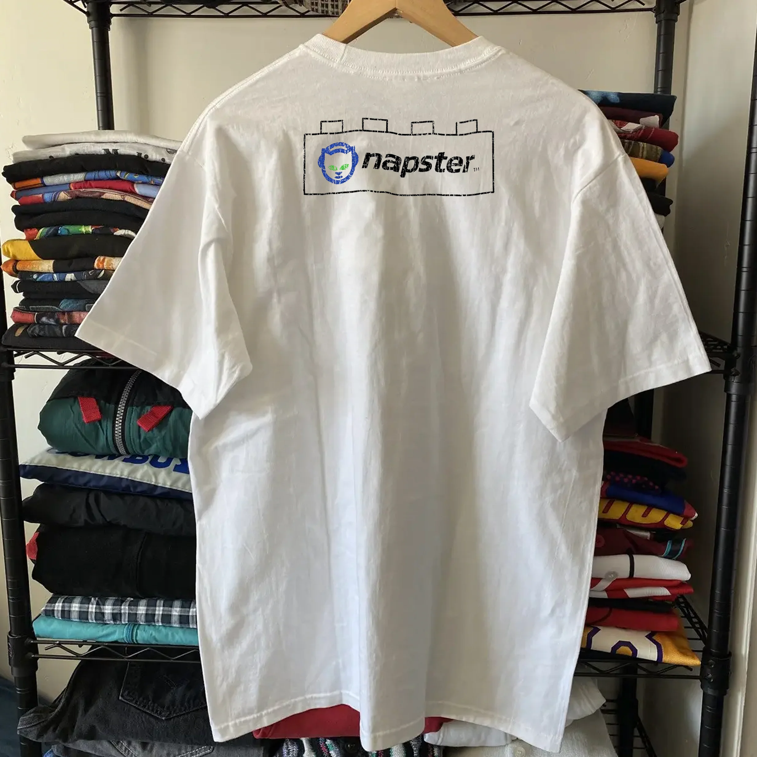 Napster Block Washed White Tee - Image 2