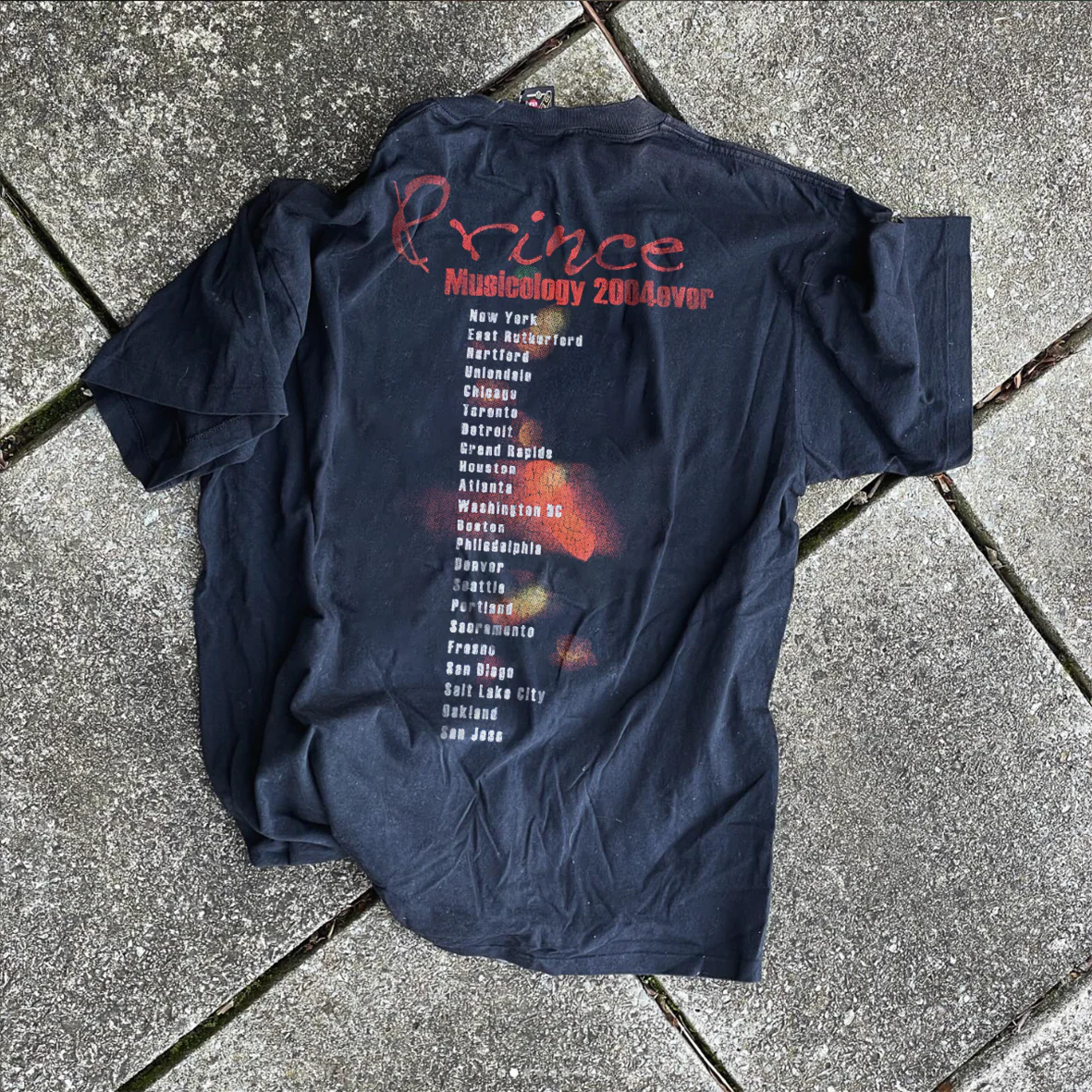 Prince 2004 Ever Tour Vintage Washed Black T-Shirt - Image 2