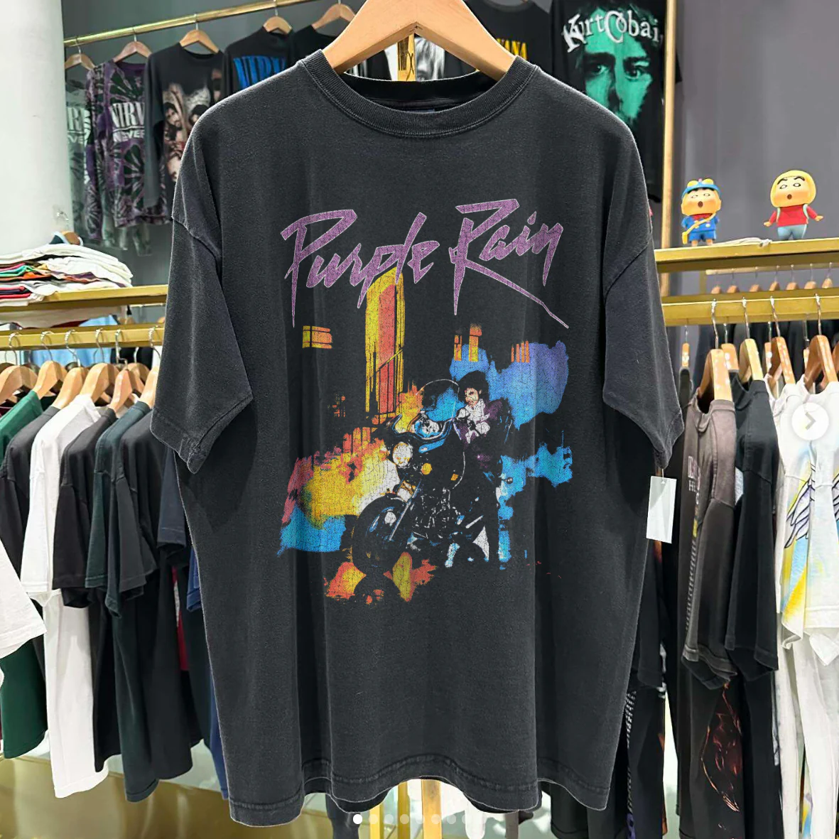 Purple Rain 1984 Prince Black Vintage Washed T-Shirt - Image 2