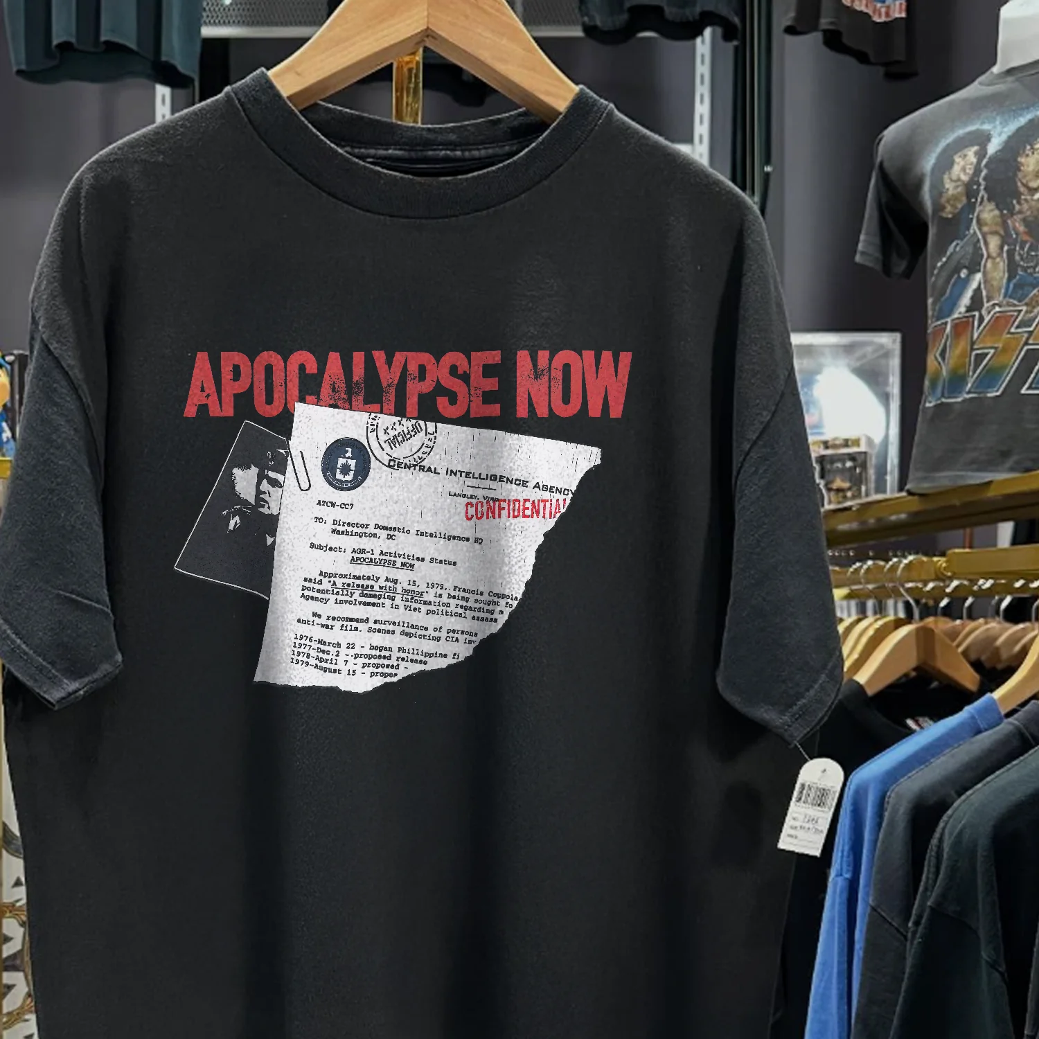 Rare Apocolypse Now 'Confidential' Promo Washed Black T-Shirt - Image 2