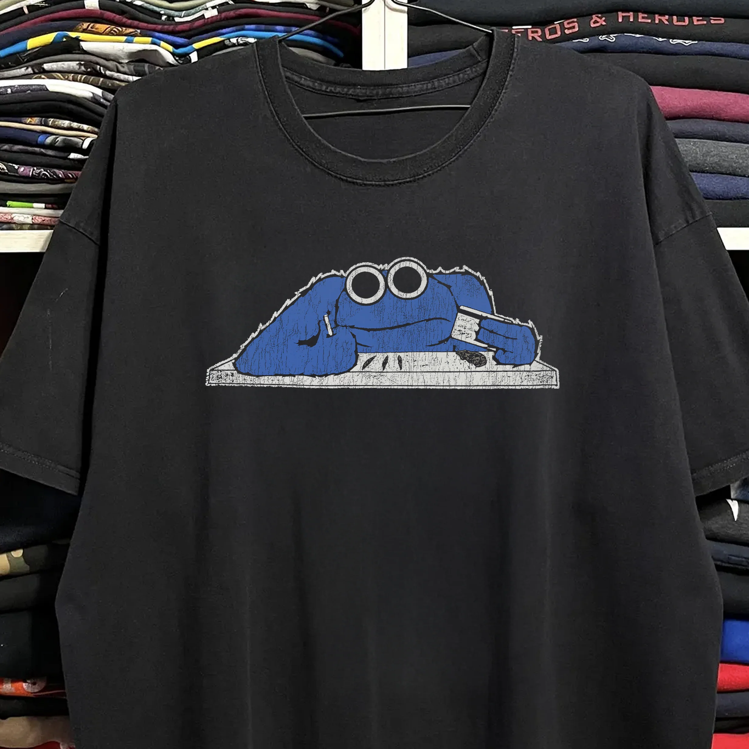 Rare Cookie Monster Parody Washed Black Tee - Image 2