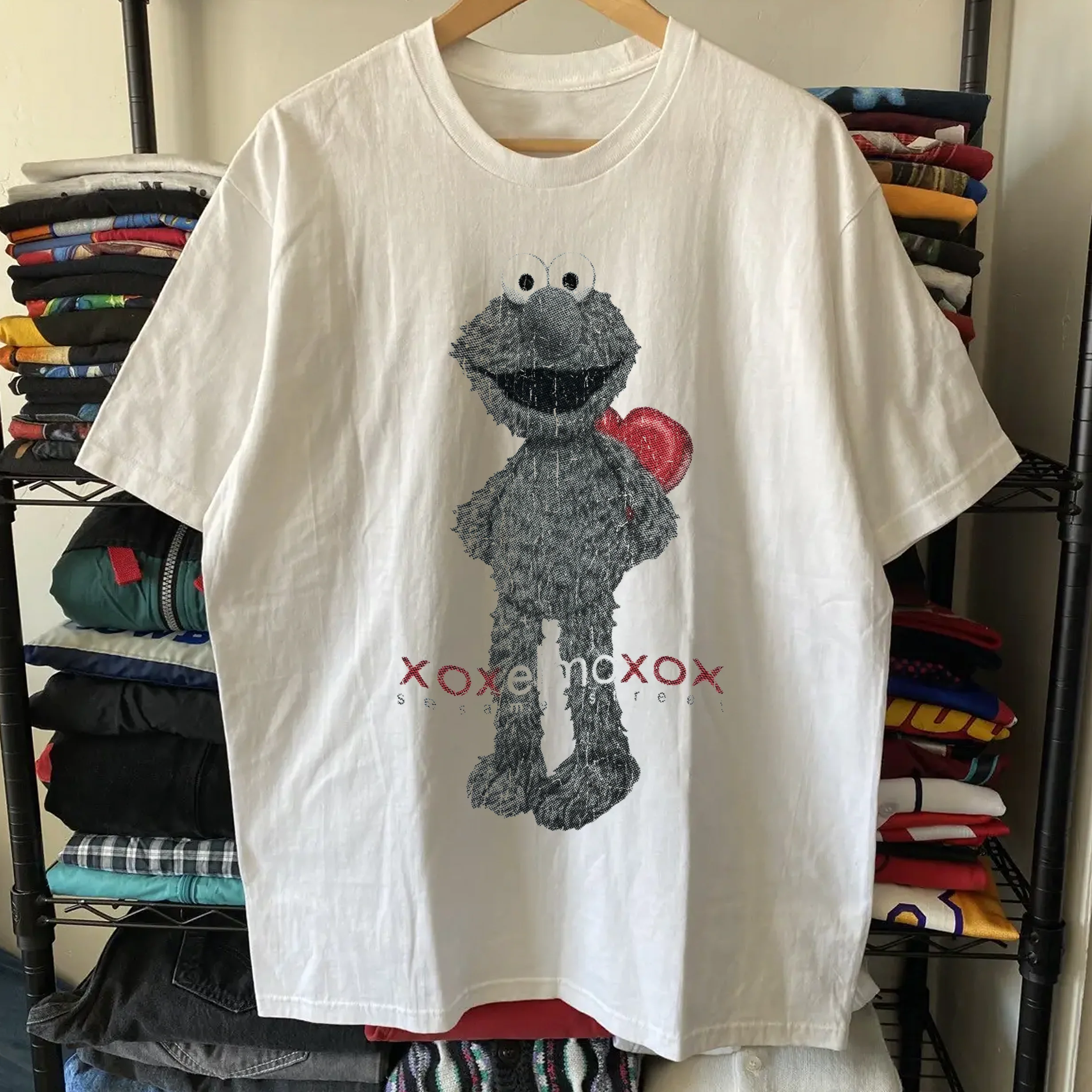 Rare Elmo Valentines Day Washed White Tee