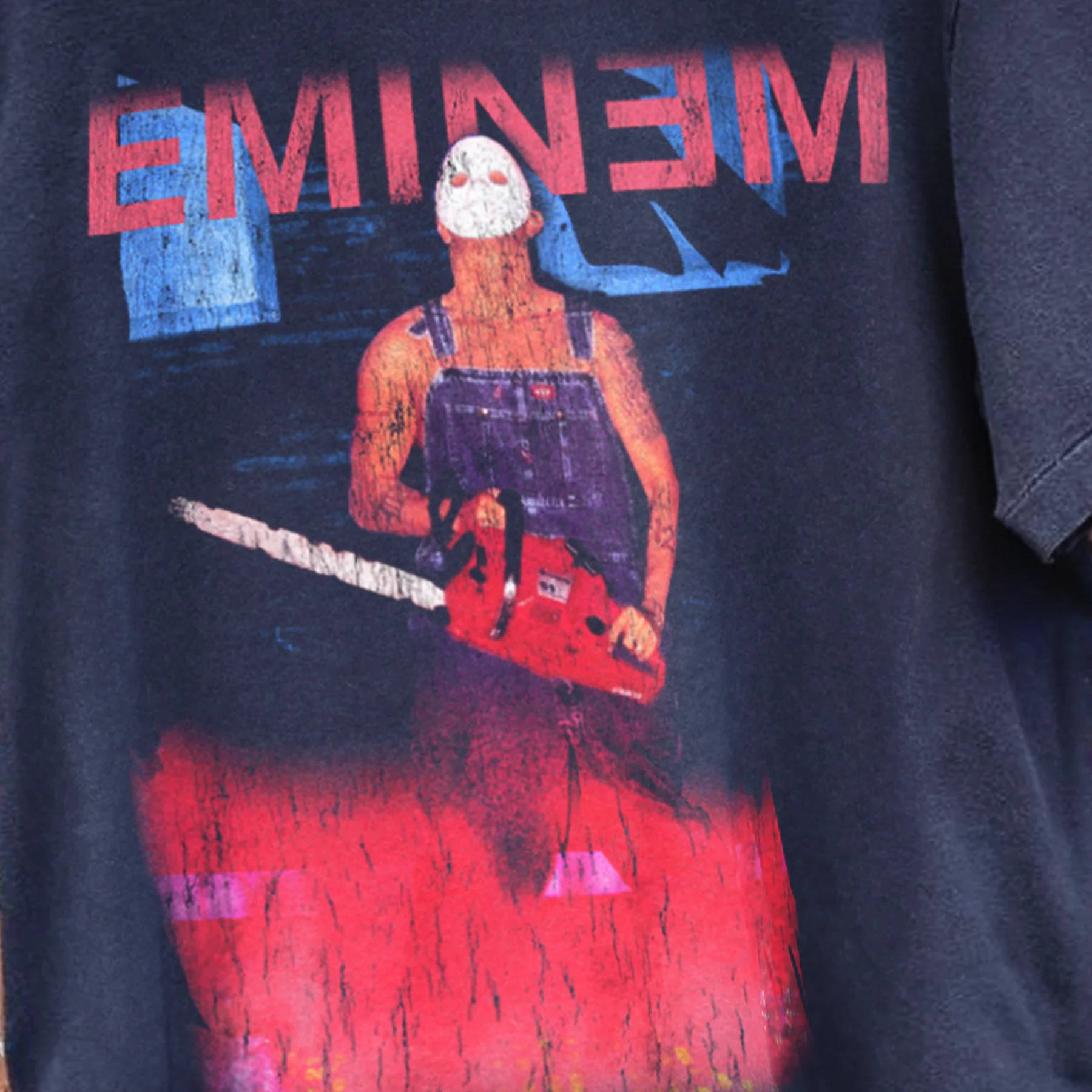 Rare Eminem 2001 European Tour Merch Washed Black T-Shirt - Image 2