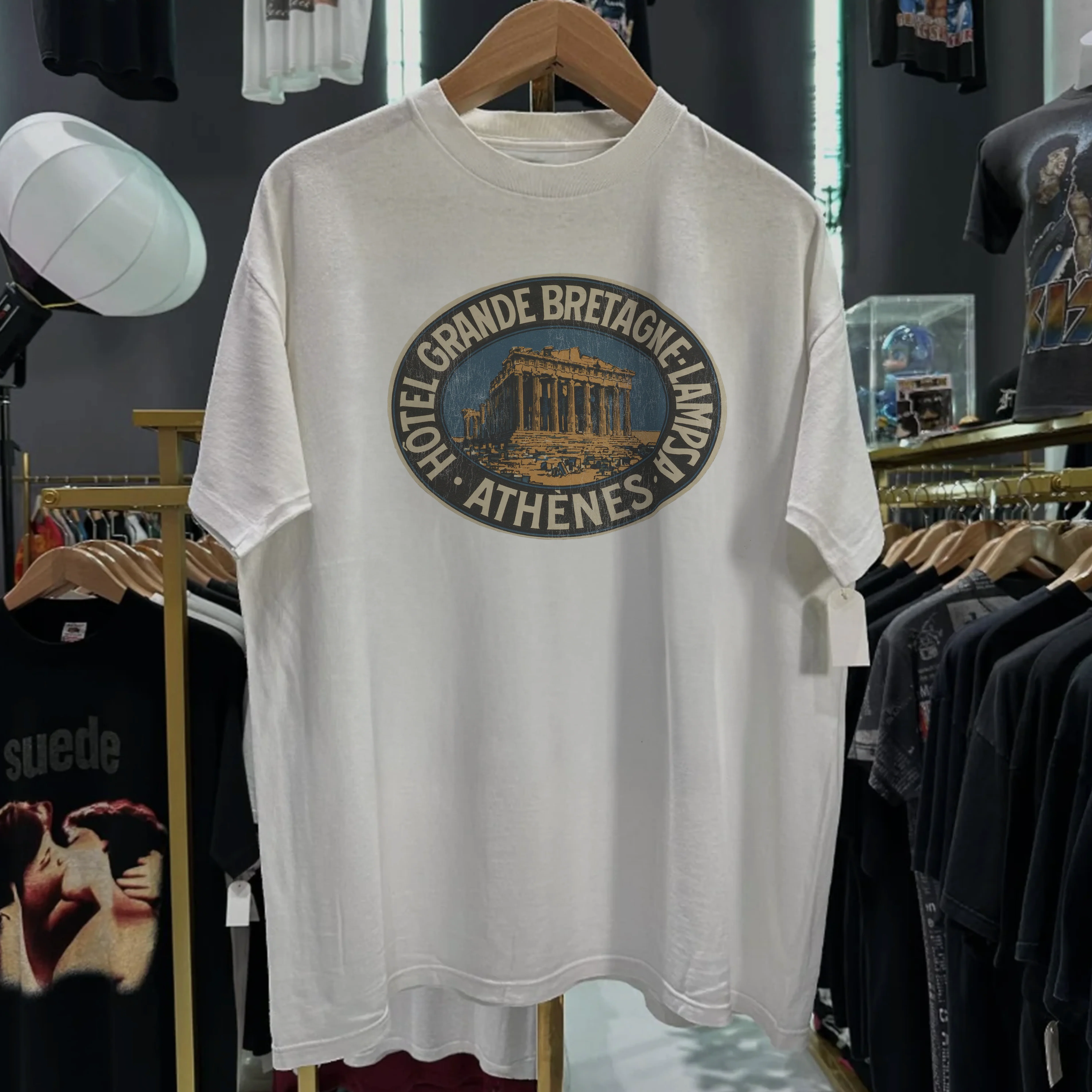 Rare Grand Bretagne Lampsa Hotel Washed White Tee