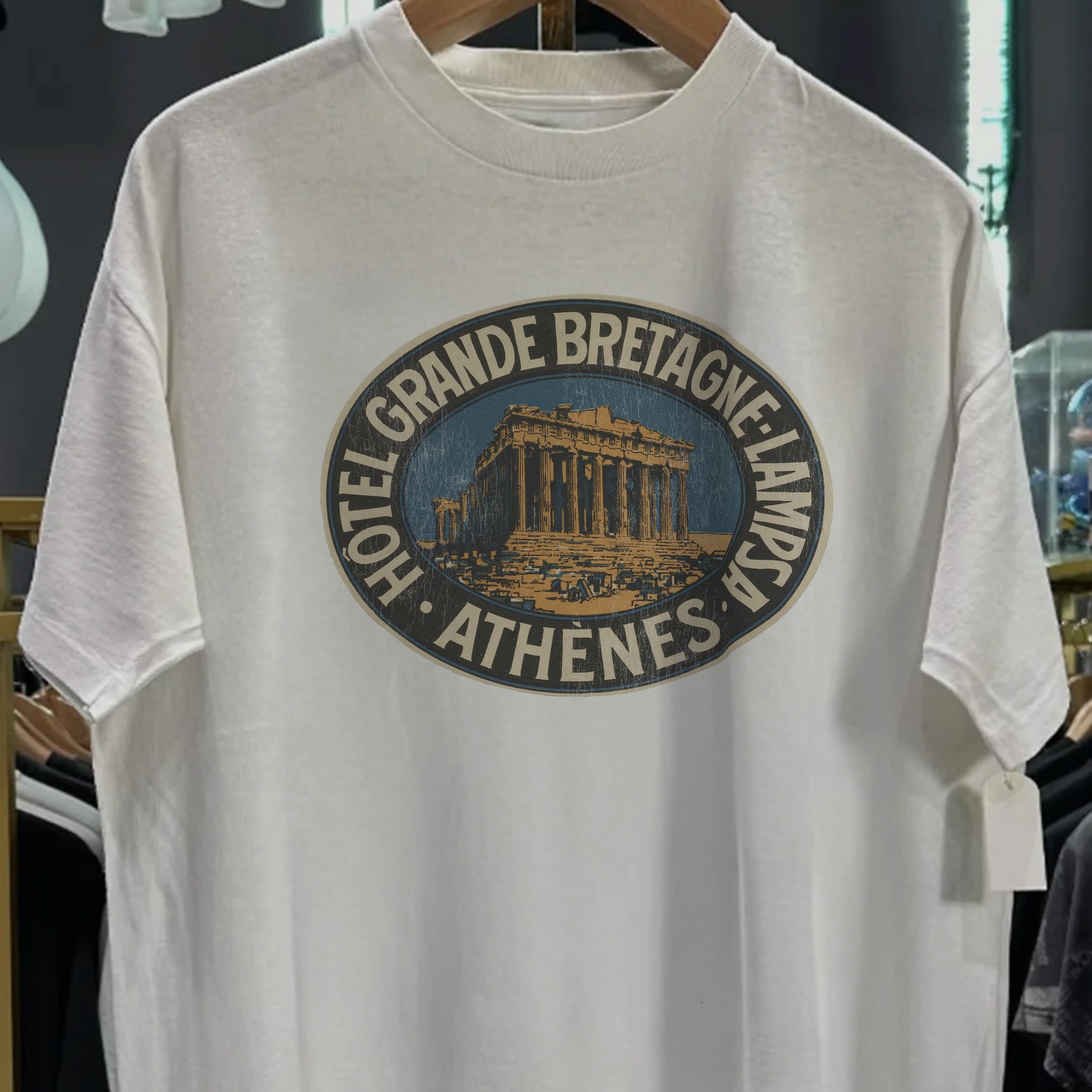 Rare Grand Bretagne Lampsa Hotel Washed White Tee - Image 2