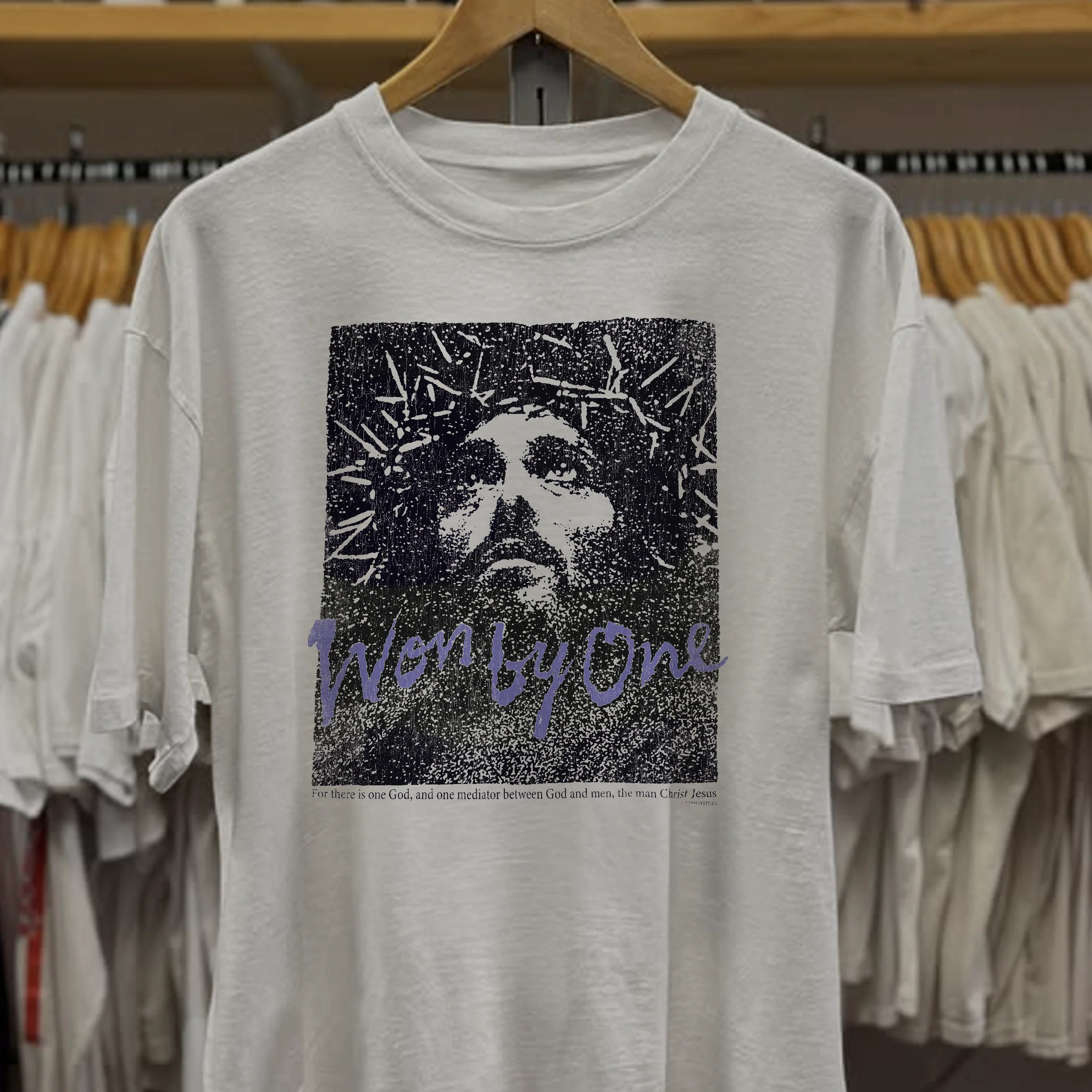 Rare Jesus Worn By One Washed White Tee - Image 2