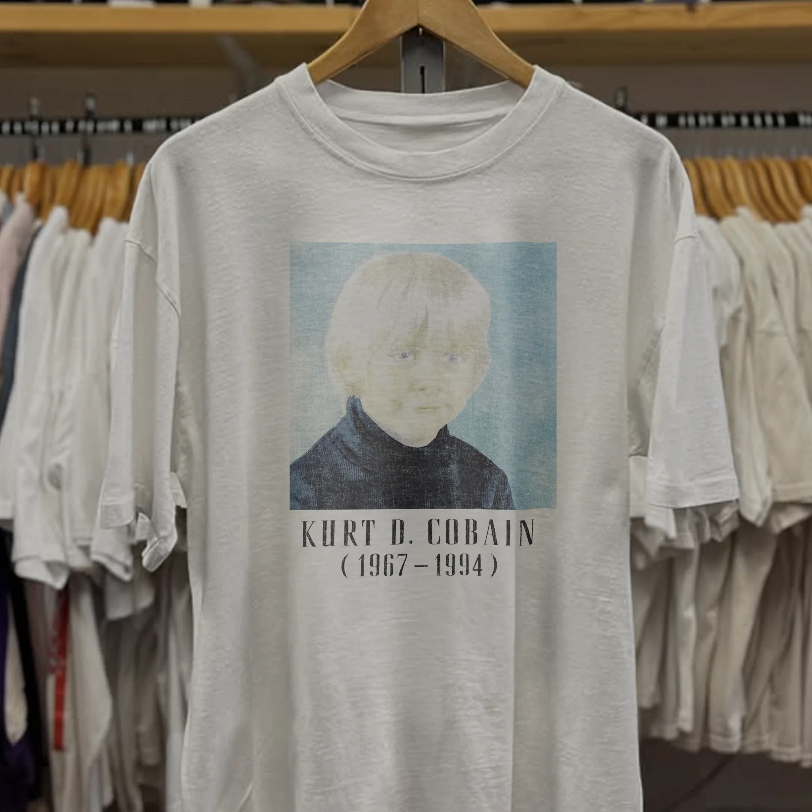 Rare Kurt D Cobain Washed White Tee - Image 2