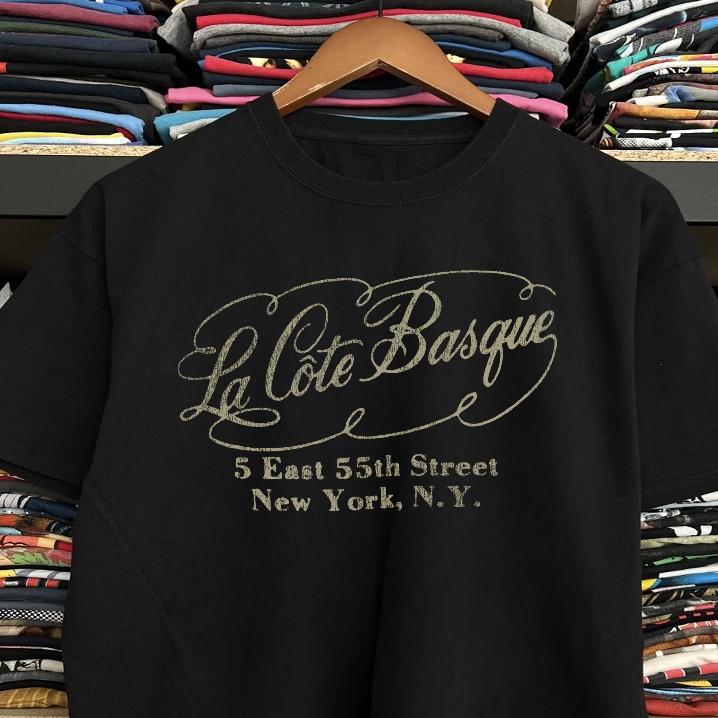 Rare La Côte Basque Restaurant Washed Black Tee - Image 2