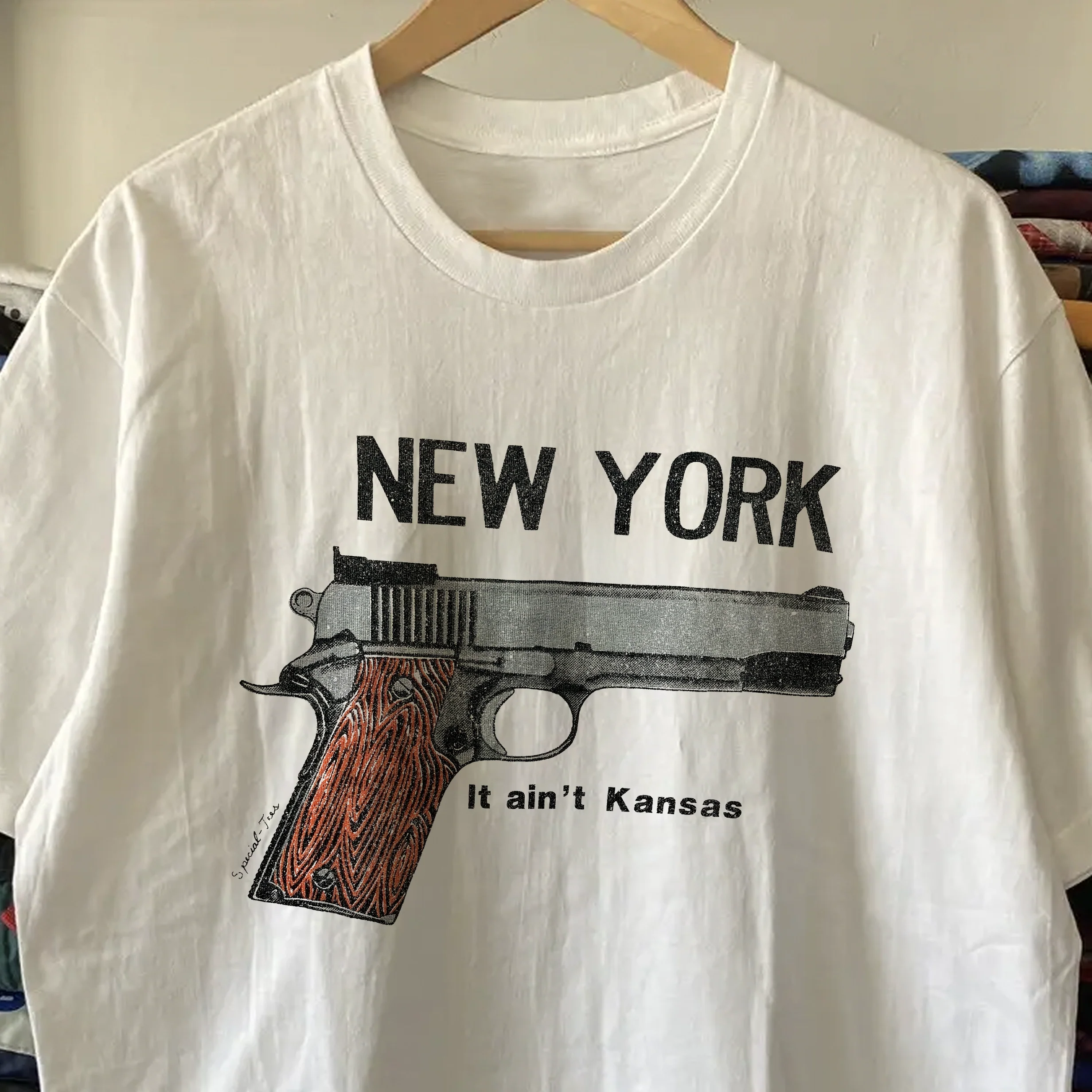 Rare New York Ain't Kansas Washed White Tee - Image 2