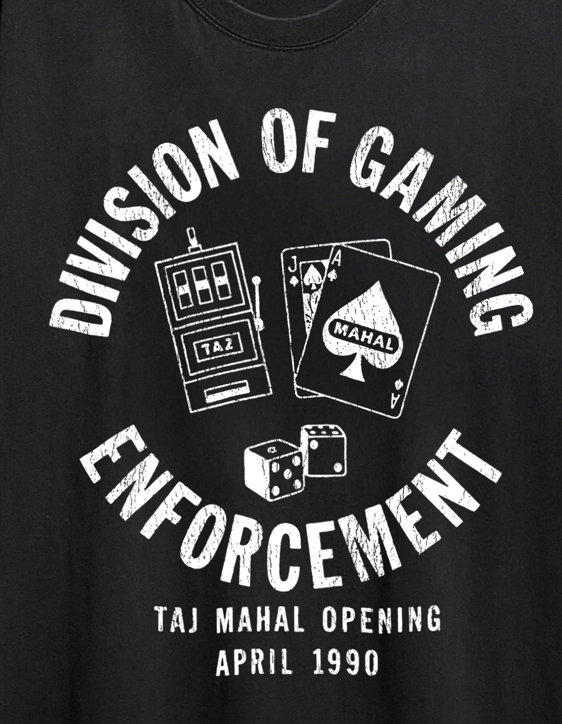Rare Taj Mahal Division Of Gaming Enforcement Washed Black Tee - Image 2