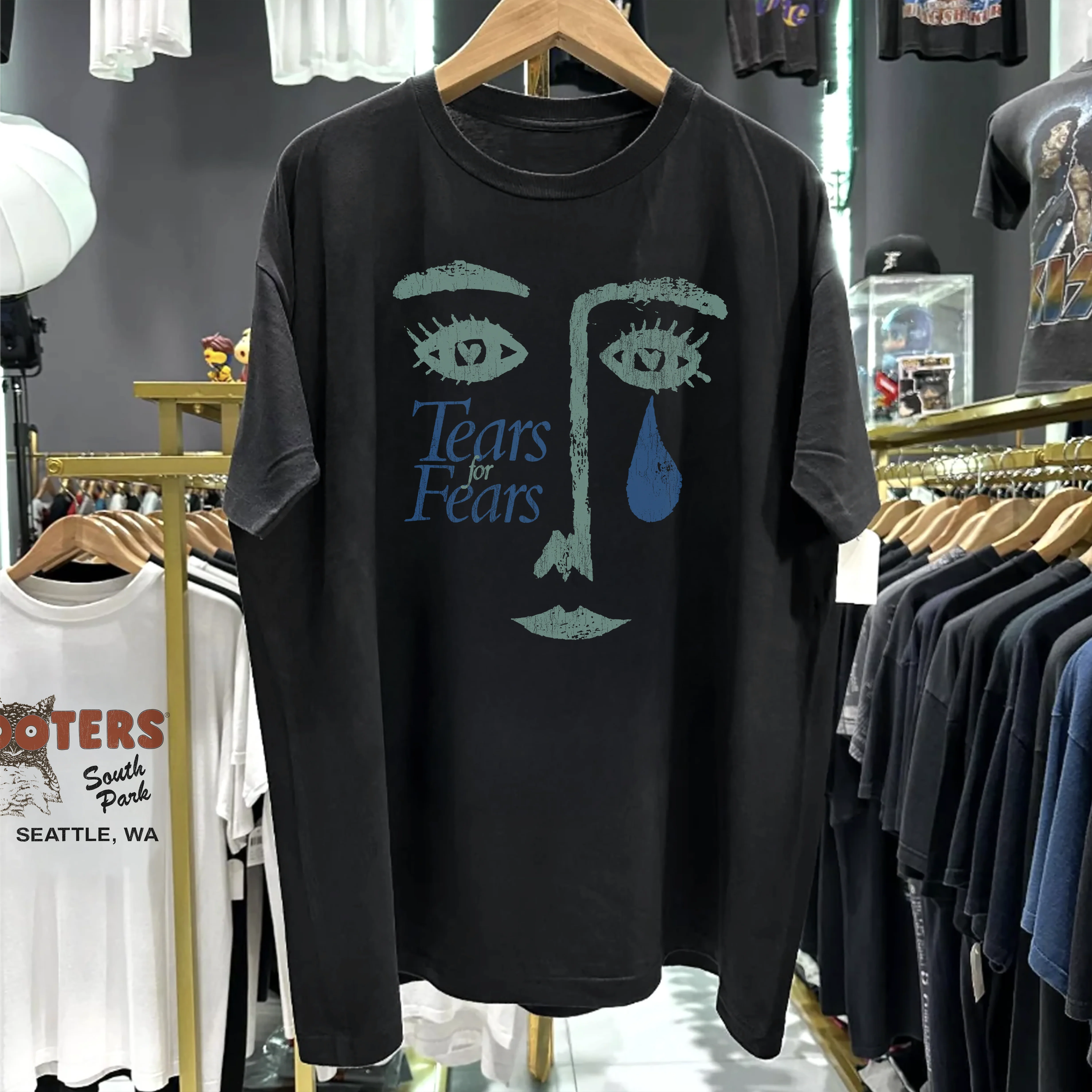 Rare Tears For Fears Washed Black Tee - Image 2