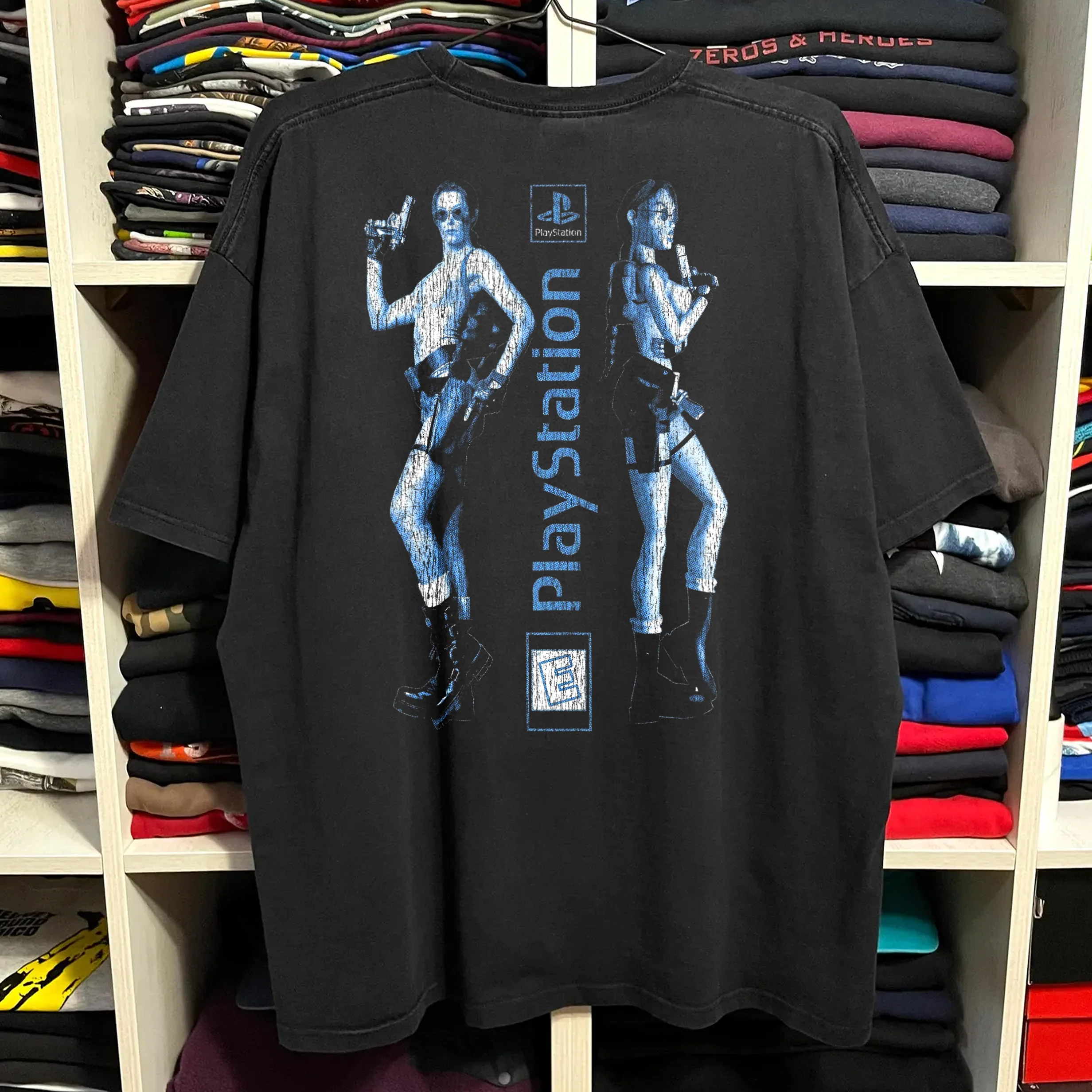 Rare Tomb Raider III Mexican Boot Washed Black Tee - Image 2