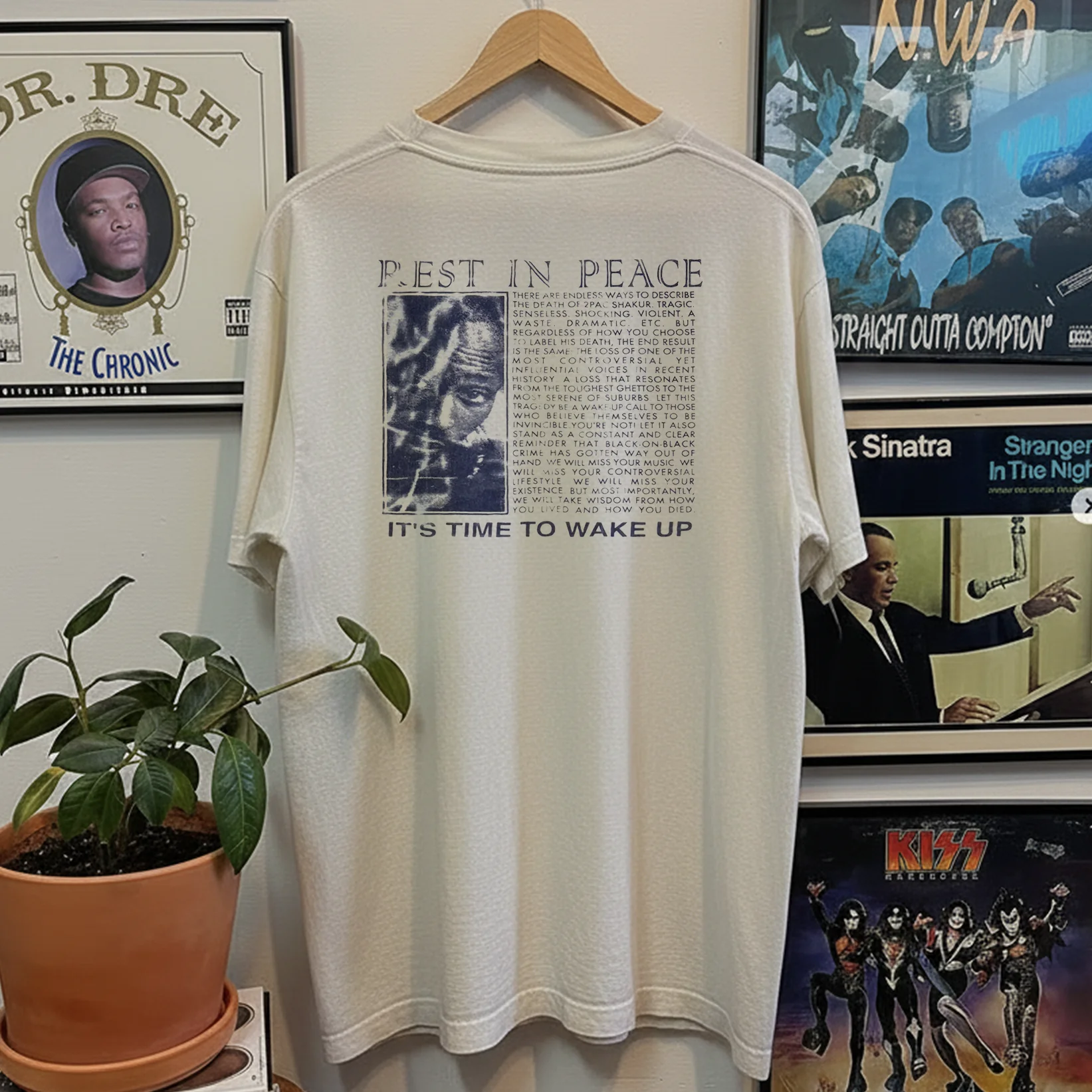 Rare Tupac Shakur Memorial Washed White Tee - Image 2