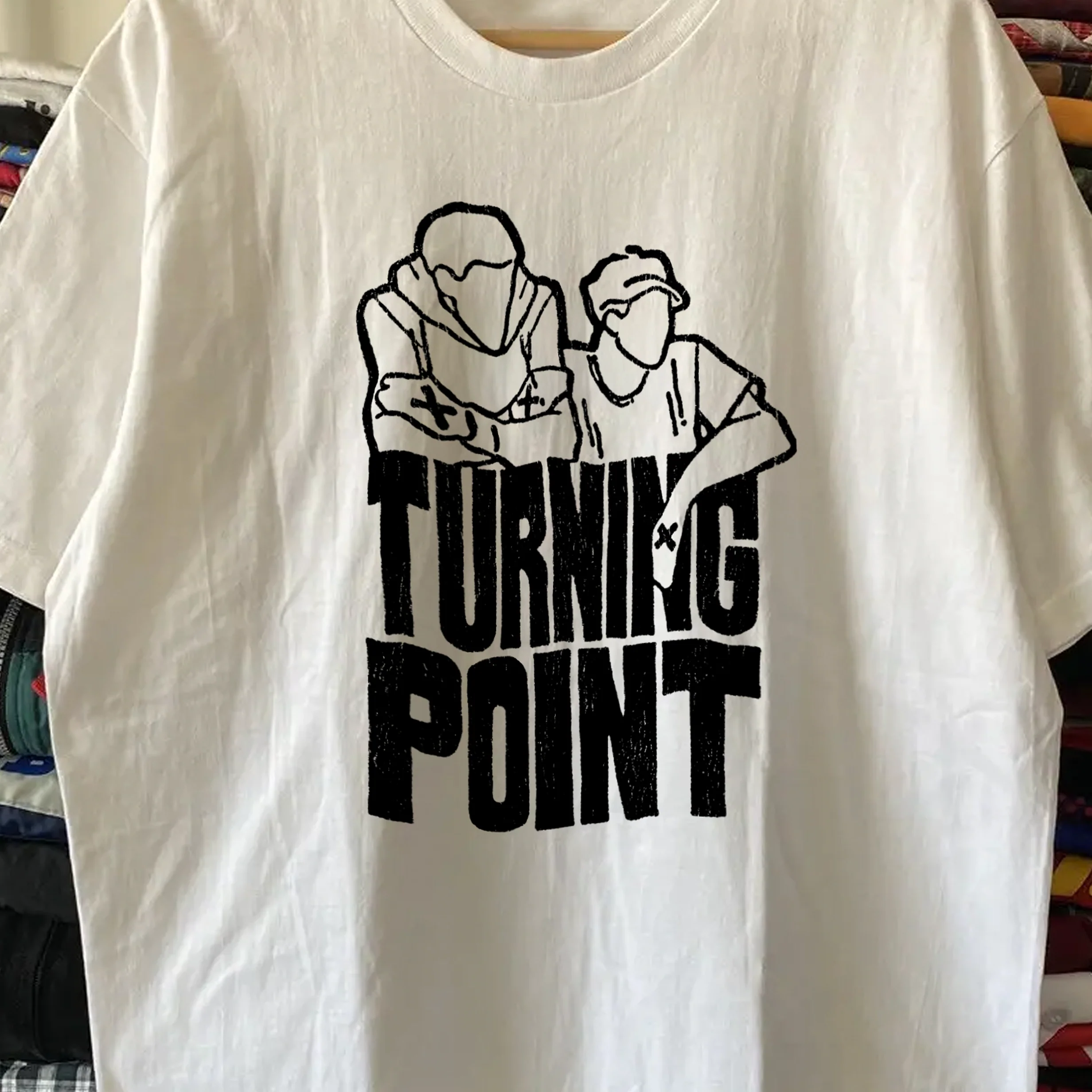 Rare Turning Point Straight Edge Hardcore Washed White Tee - Image 2