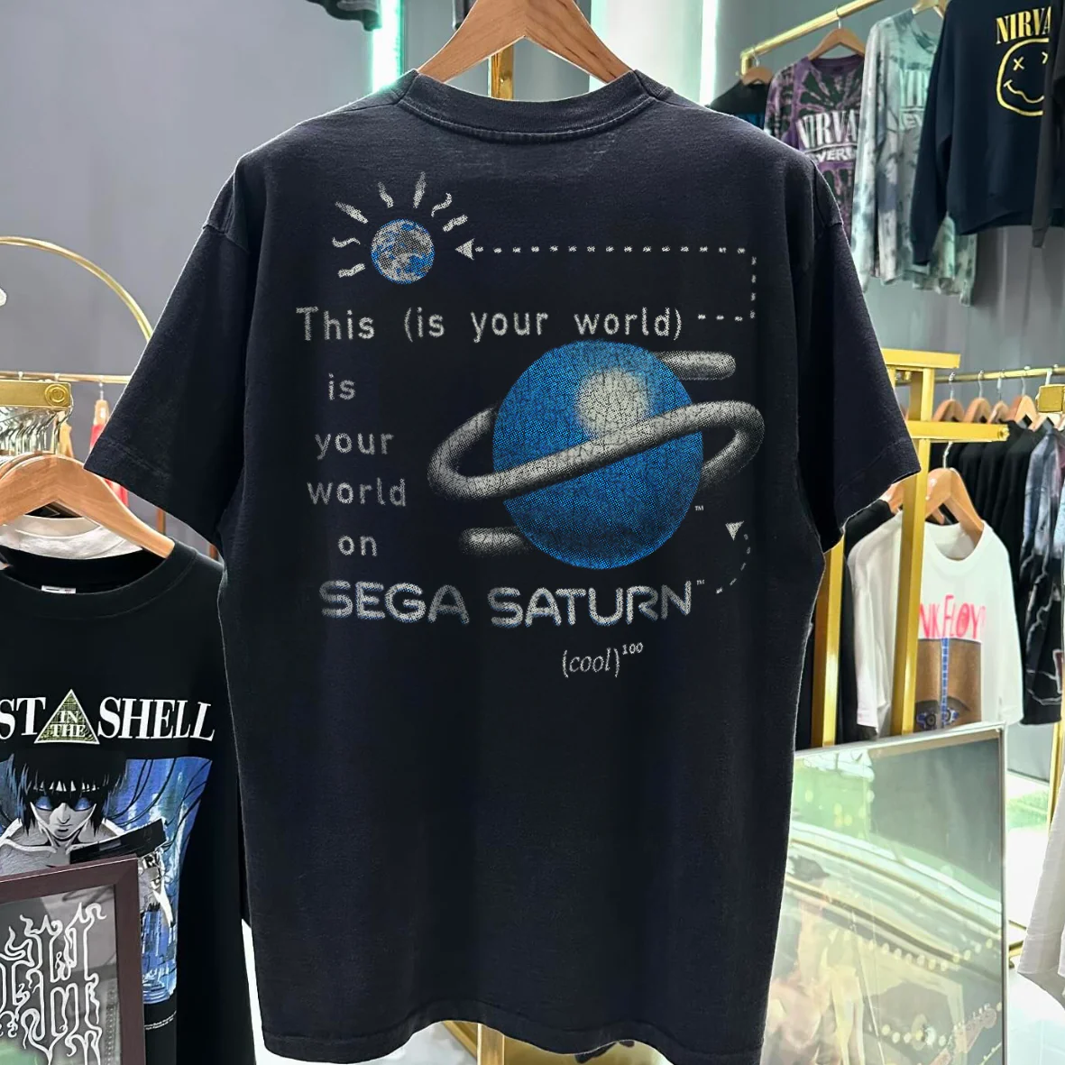Sega Saturn 1995 Promo Vintage Washed Black T-Shirt - Image 2