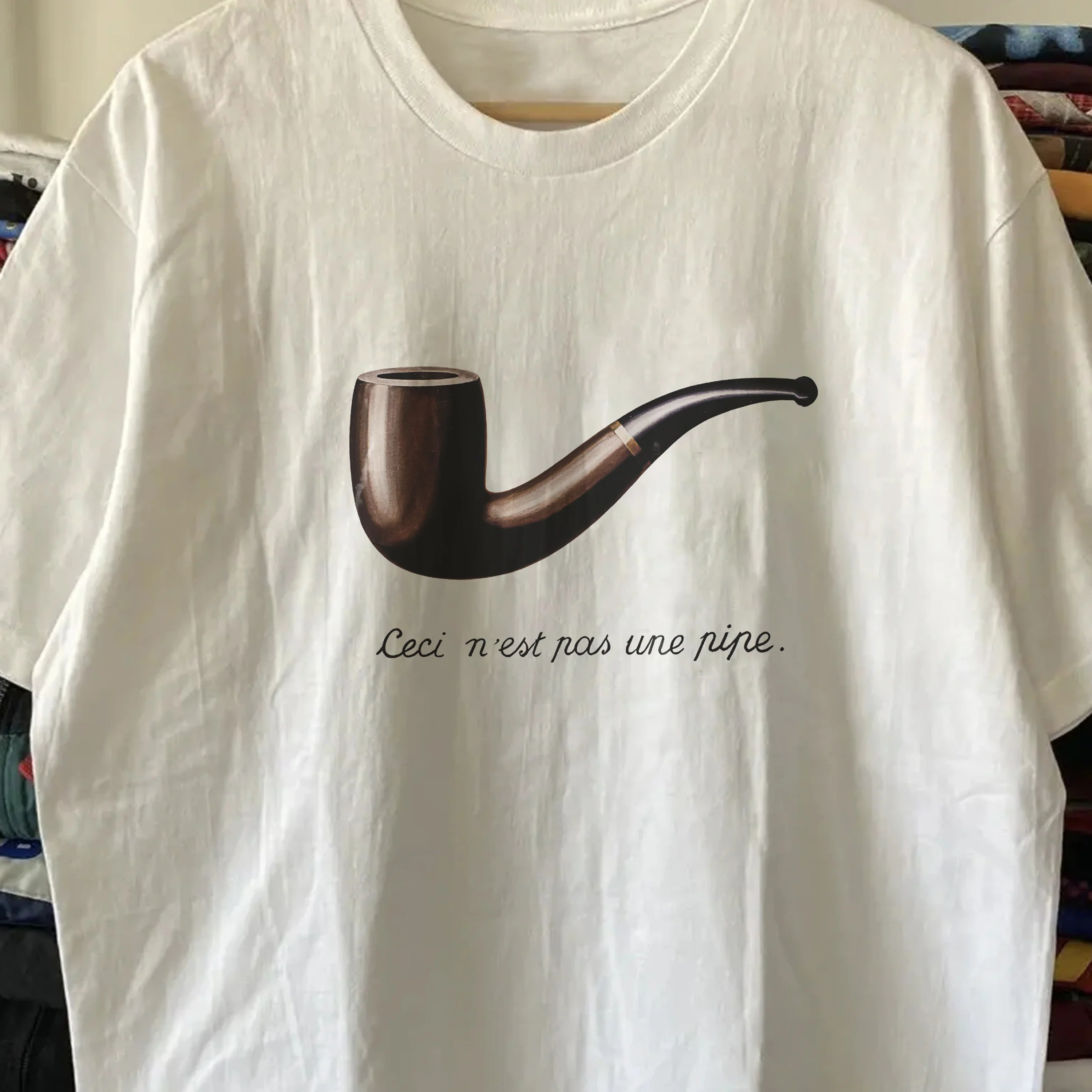 This Is Not A Pipe Washed White T-Shirt - Image 2
