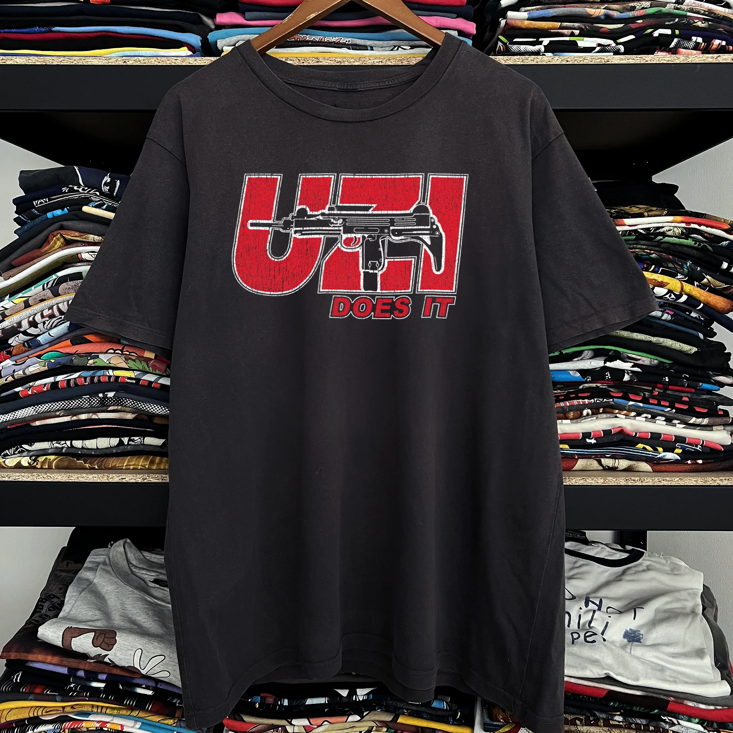 Uzi Does It Washed Black Tee
