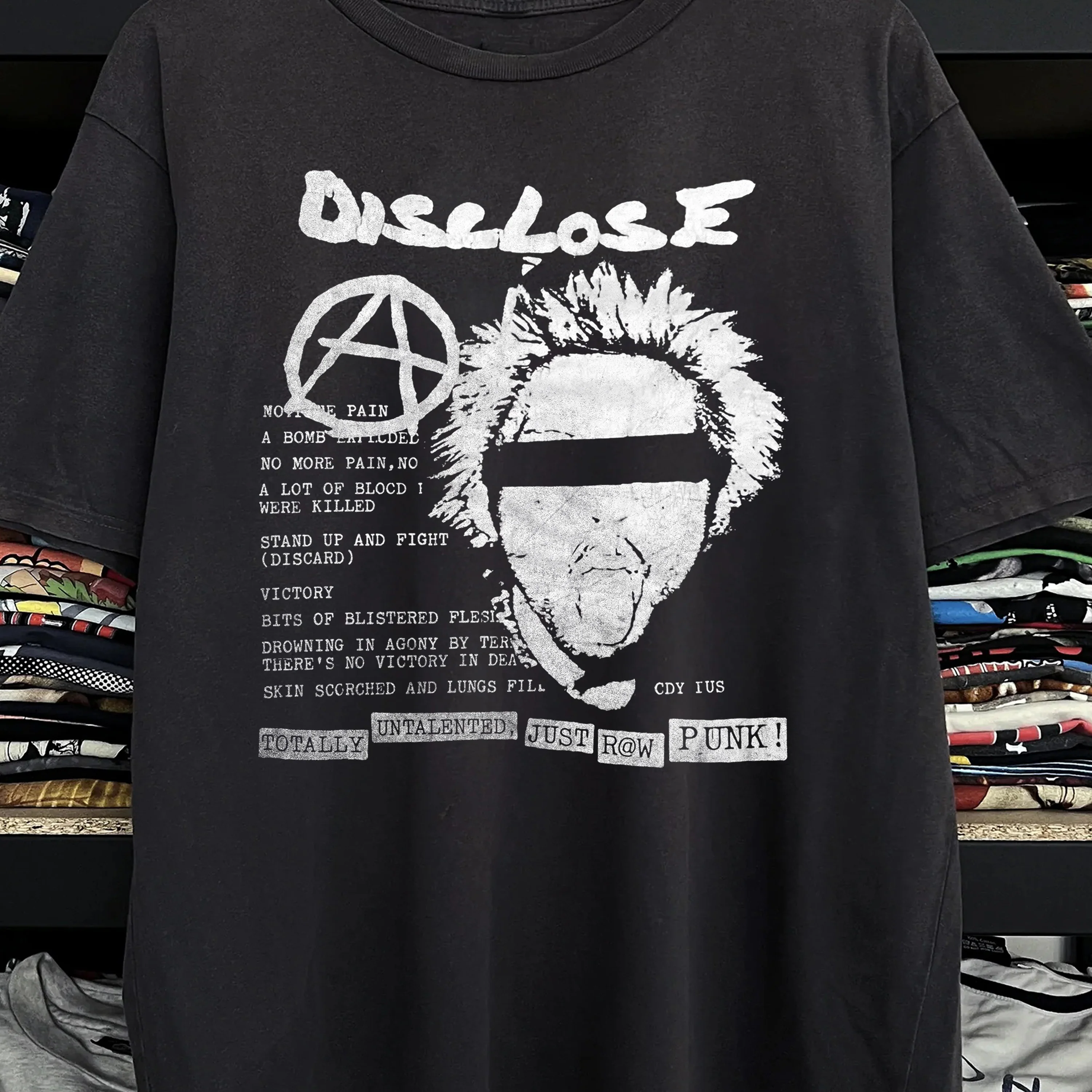 Vintage Disclose - Raw Punk Washed Black T-Shirt - Image 2