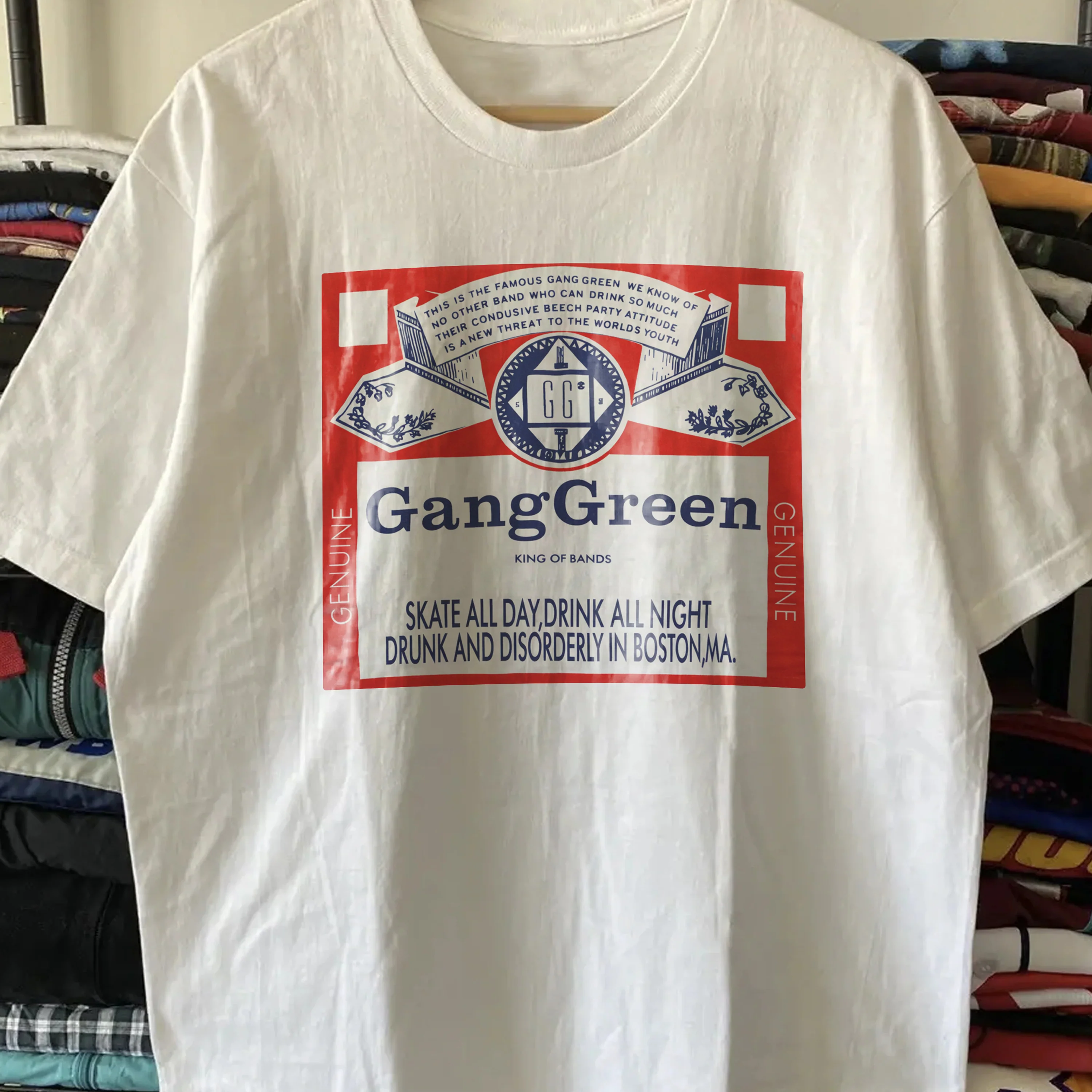Vintage Gang Green - US Tour 1997 Washed White T-Shirt - Image 2