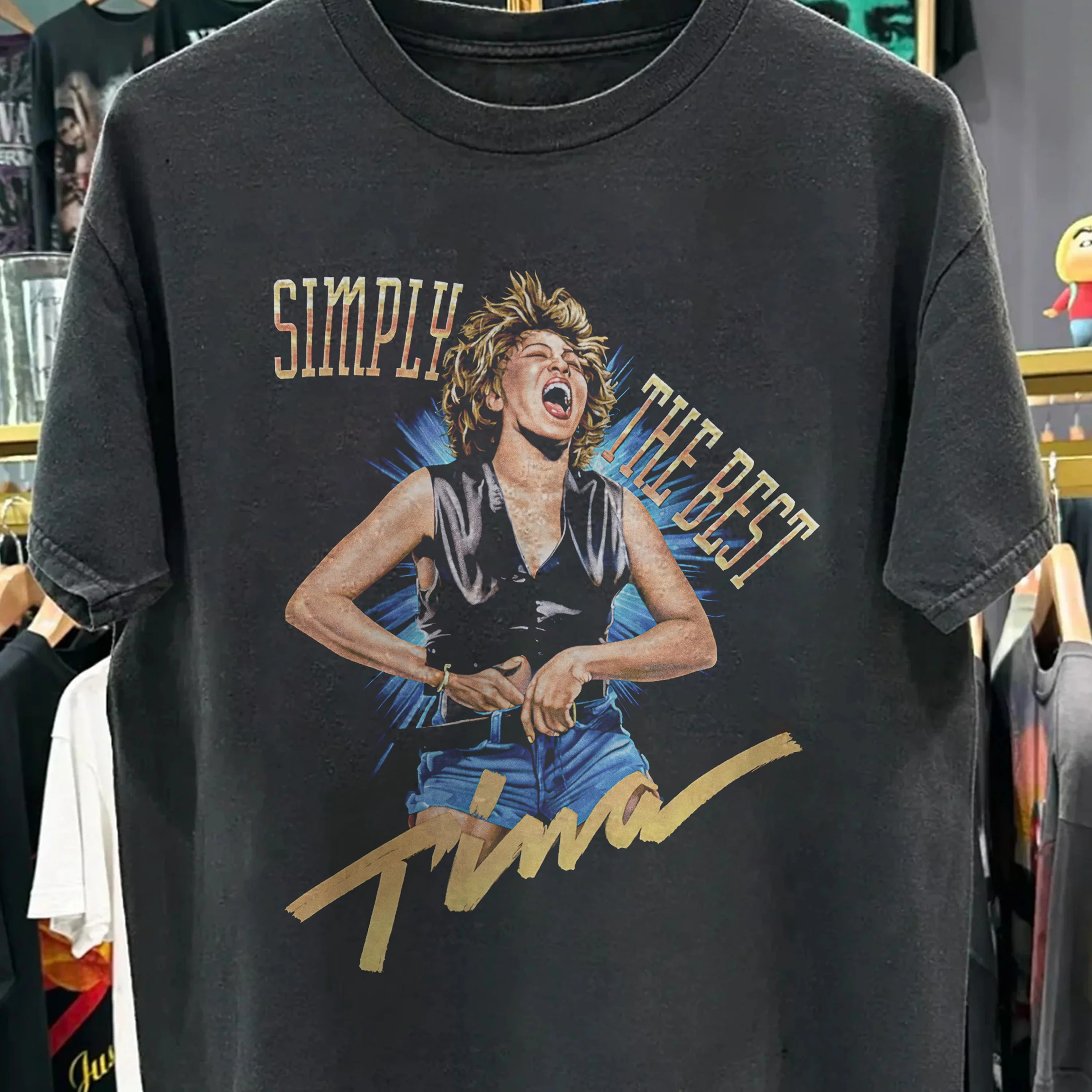 Vintage Tina Turner - Simply The Best Washed Black T-Shirt - Image 2